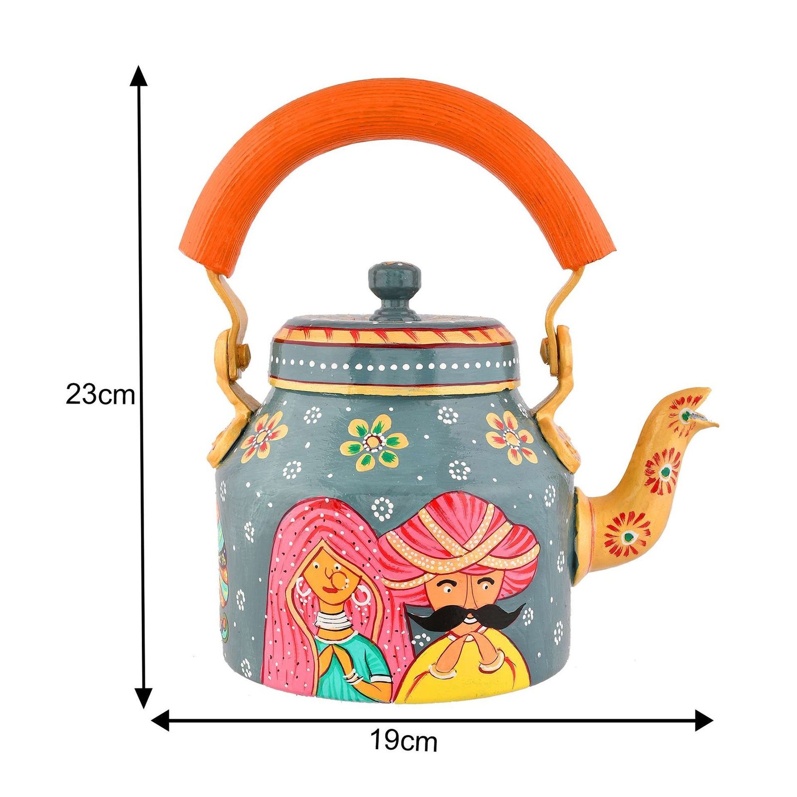 Hand-Painted Aluminium Tea Kettle – 750 ml for kitchen décor Home Décor , Tea Party , Serving