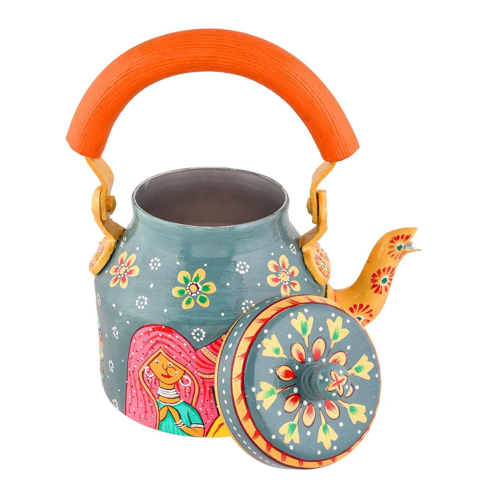 Hand-Painted Aluminium Tea Kettle – 750 ml for kitchen décor Home Décor , Tea Party , Serving