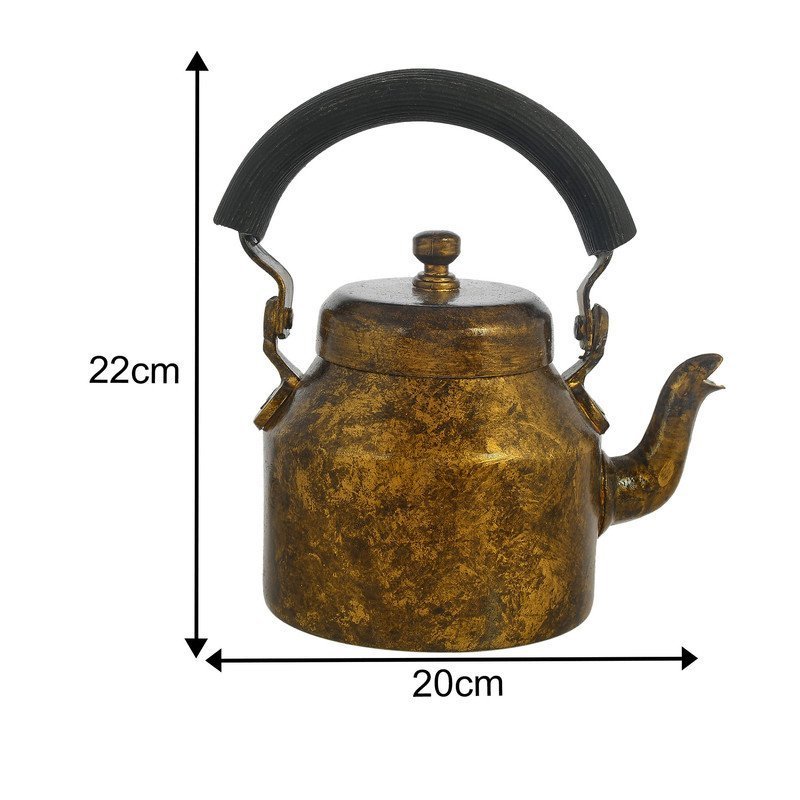 HandPainted Alluminium  Tea Kettle with 6 Glasses and Wooden Tray For Home Décor , Tea Party , Serving