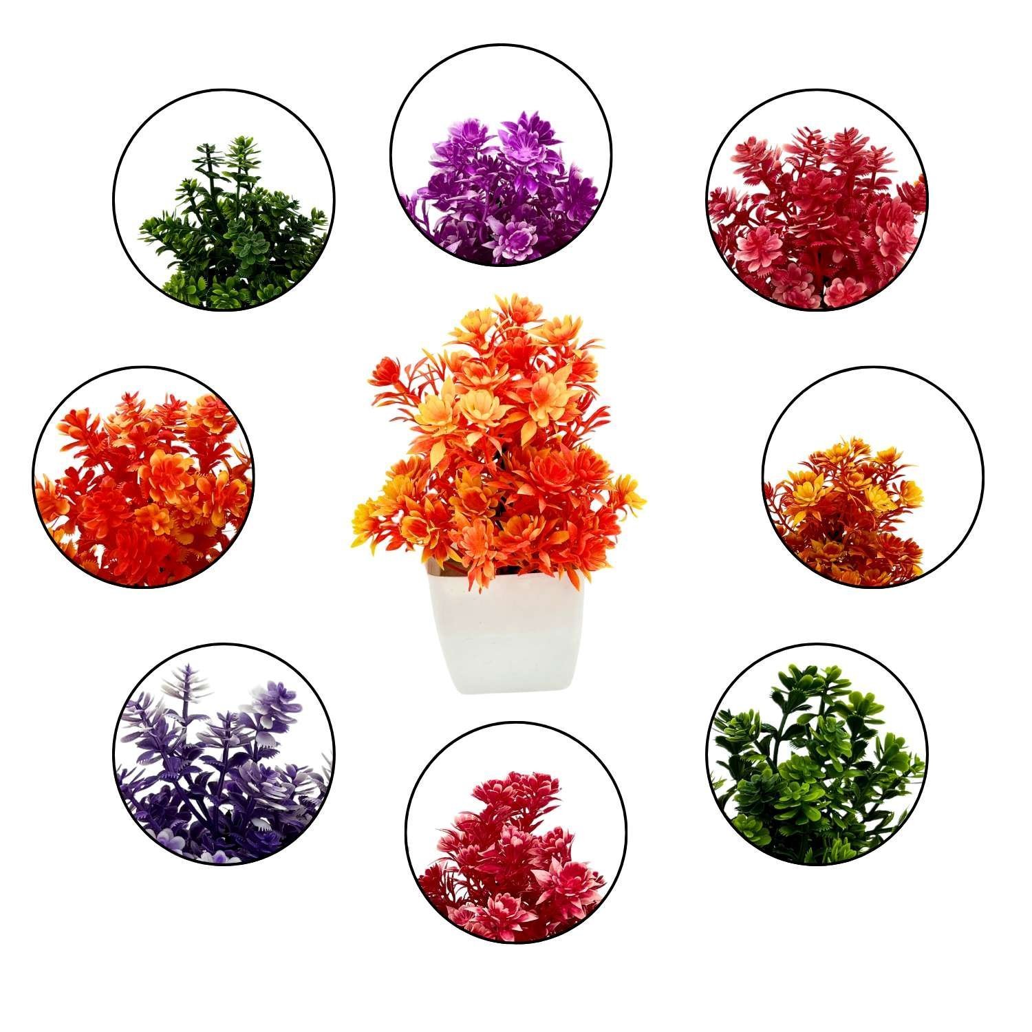 Artificial Plants with Pot Showcase Decoration Plants Flowers | Fake Plant | Artificial Plants for Home Decor Office Gifting Plants Decorative (Pack Of 8) (RV-AP22)