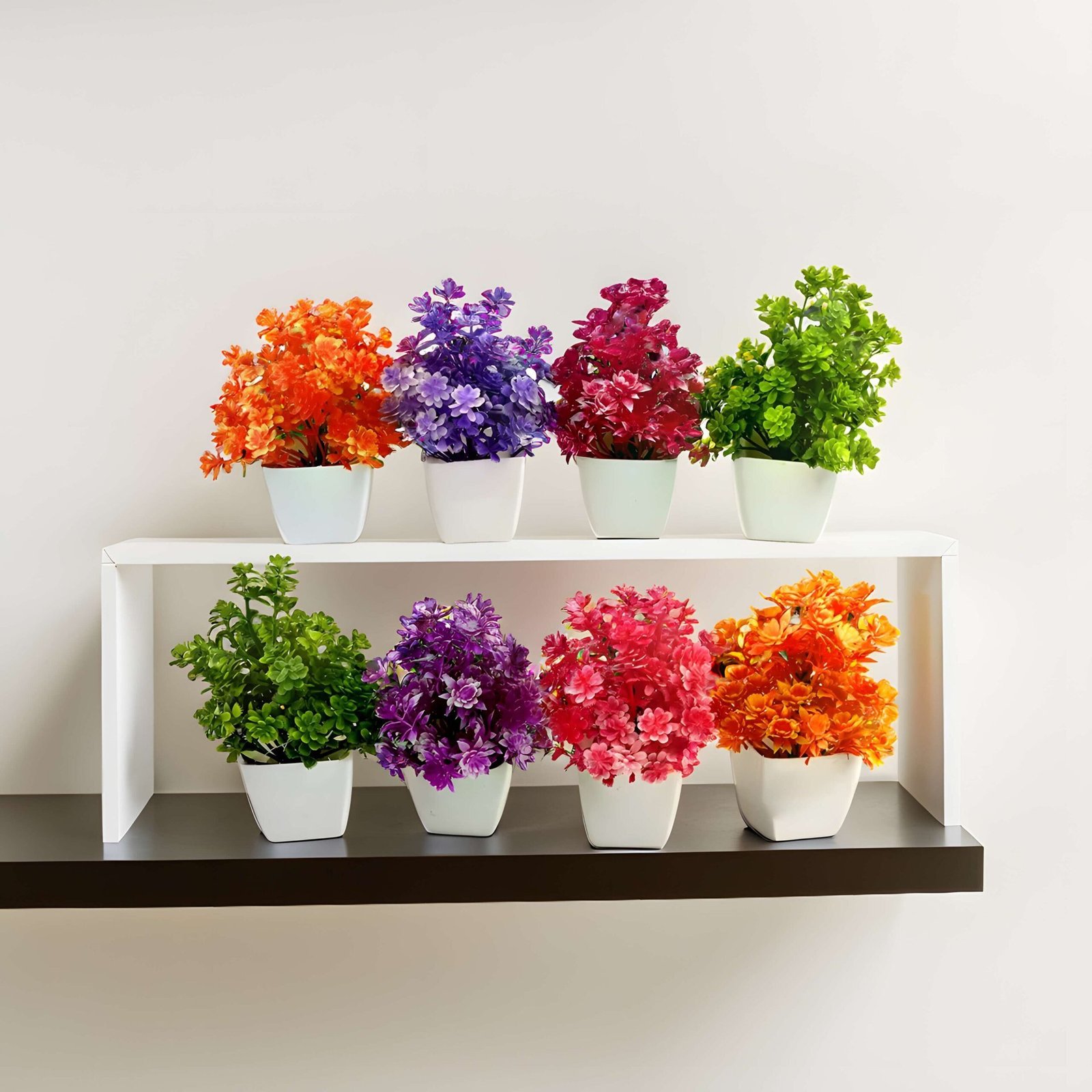 Artificial Plants with Pot Showcase Decoration Plants Flowers | Fake Plant | Artificial Plants for Home Decor Office Gifting Plants Decorative (Pack Of 8) (RV-AP22)