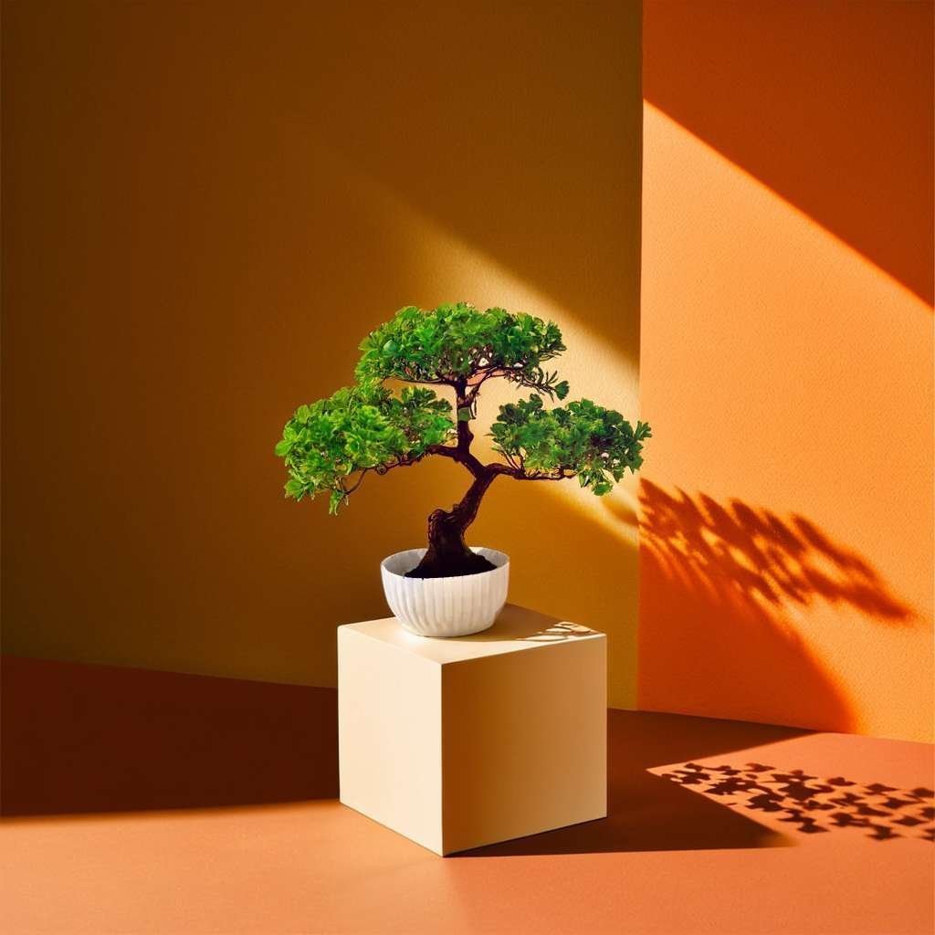 Artificial Red and Green for Home Decorarion Tree with Pot for Home Center Livingroom Table Shelf Entrance Office (Pack Of 2) (RV-AP13)