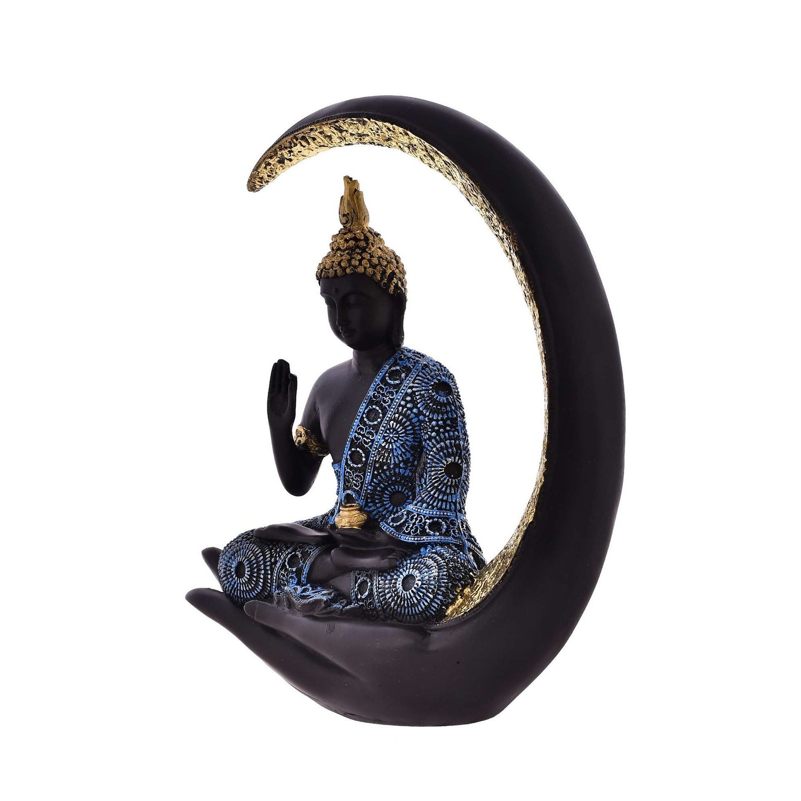 Antique Big Meditating Moon Buddha Statue