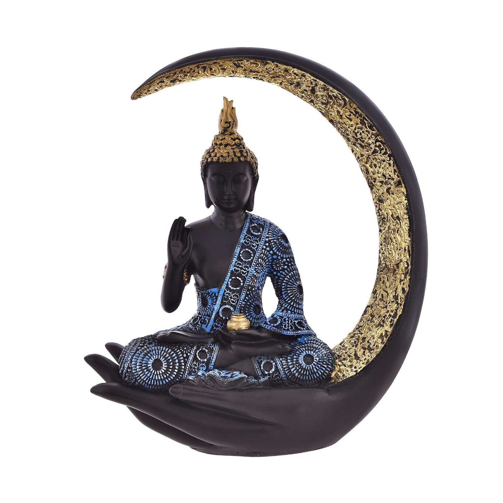 Antique Big Meditating Moon Buddha Statue