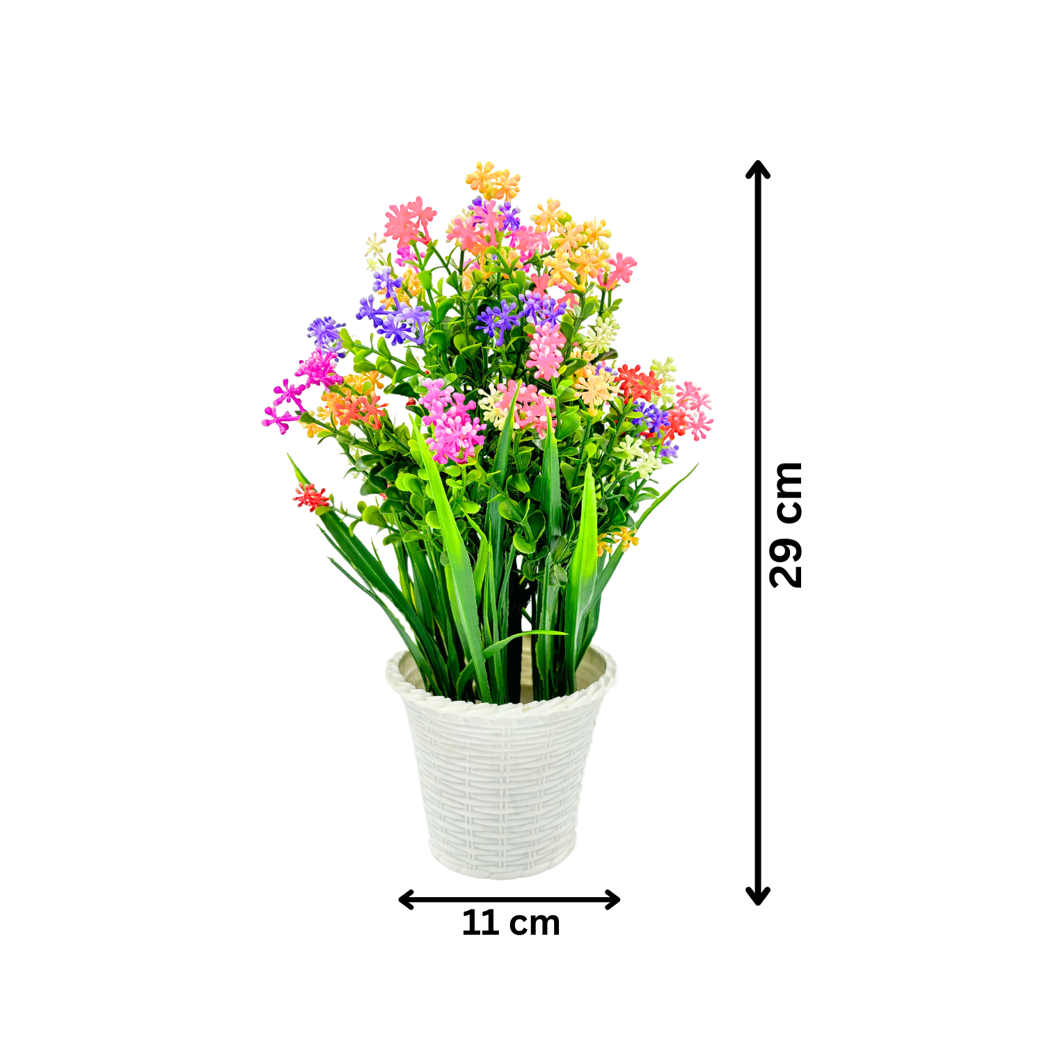 Wild Artificial Flower Plants With Cute Hexa Pot Flower Plant For Home Office Décor Tabletop And Desk Decoration Artificial Flower For Balcony Indoor Décor (RV-AP5)