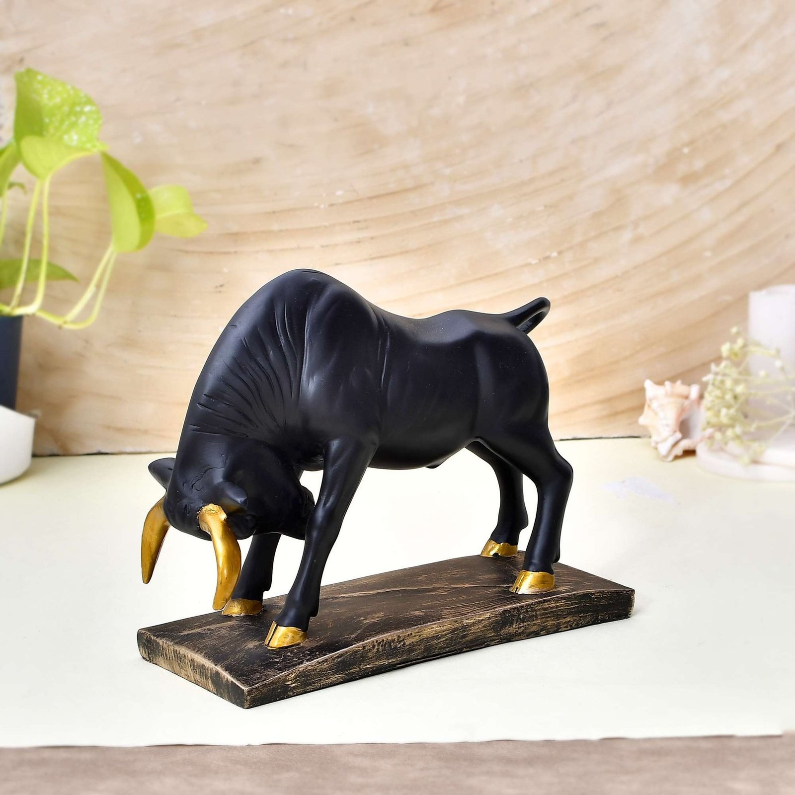 Antique Geometric Statue Bull Sculpture