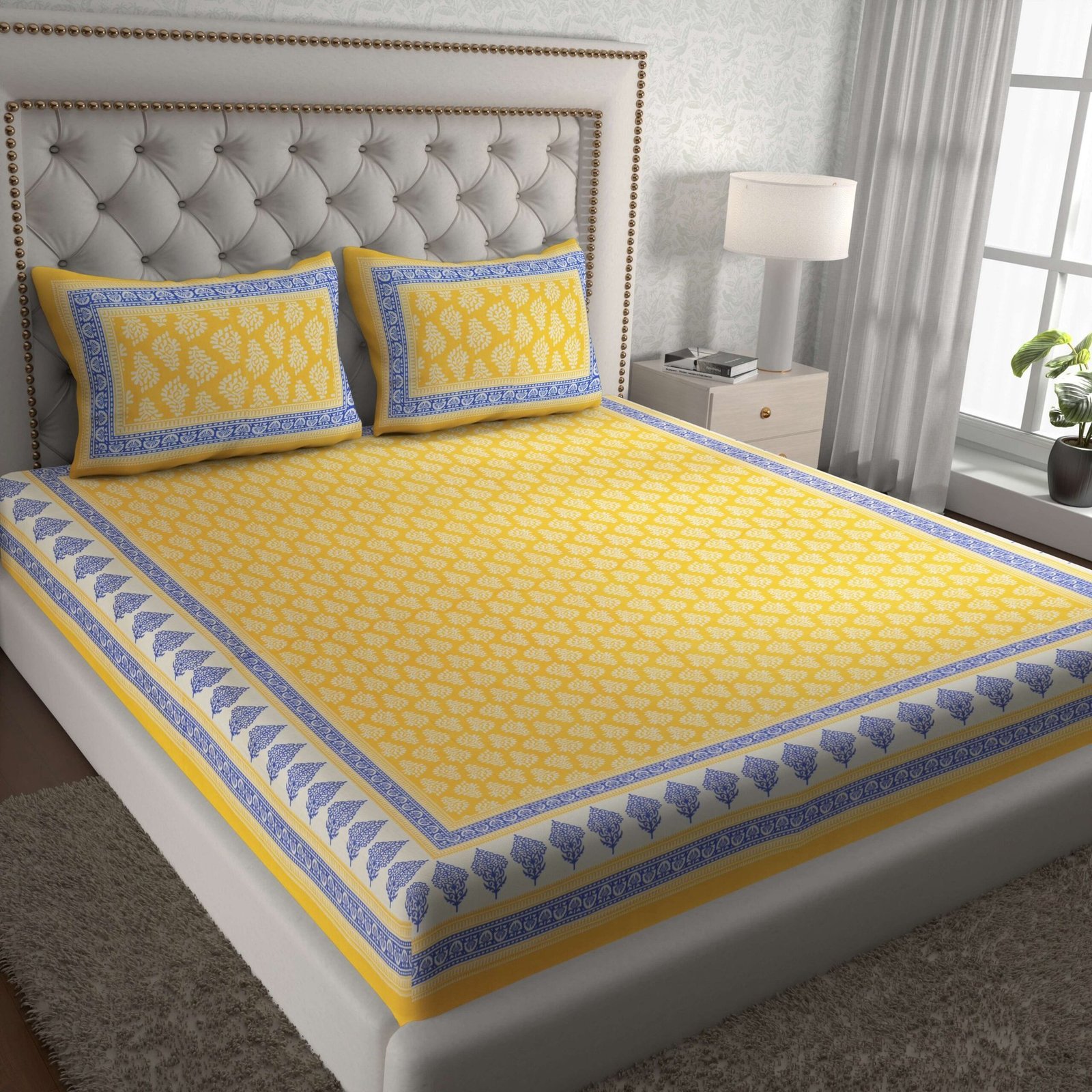 Jaipuri Cotton Printed Double Bedsheet With Two Pillow Covers