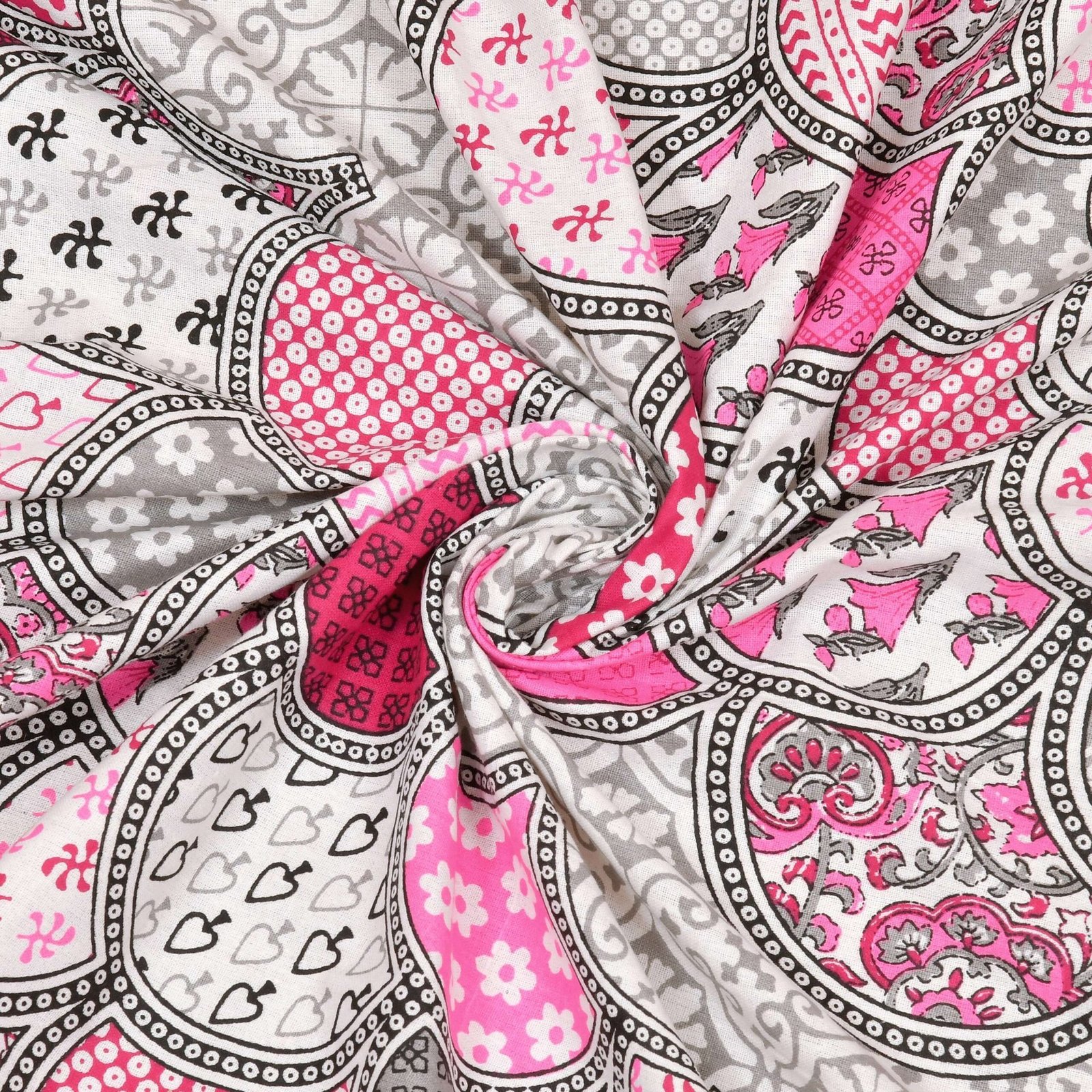 Jaipuri Cotton Printed Double Bedsheet With Two Pillow Covers