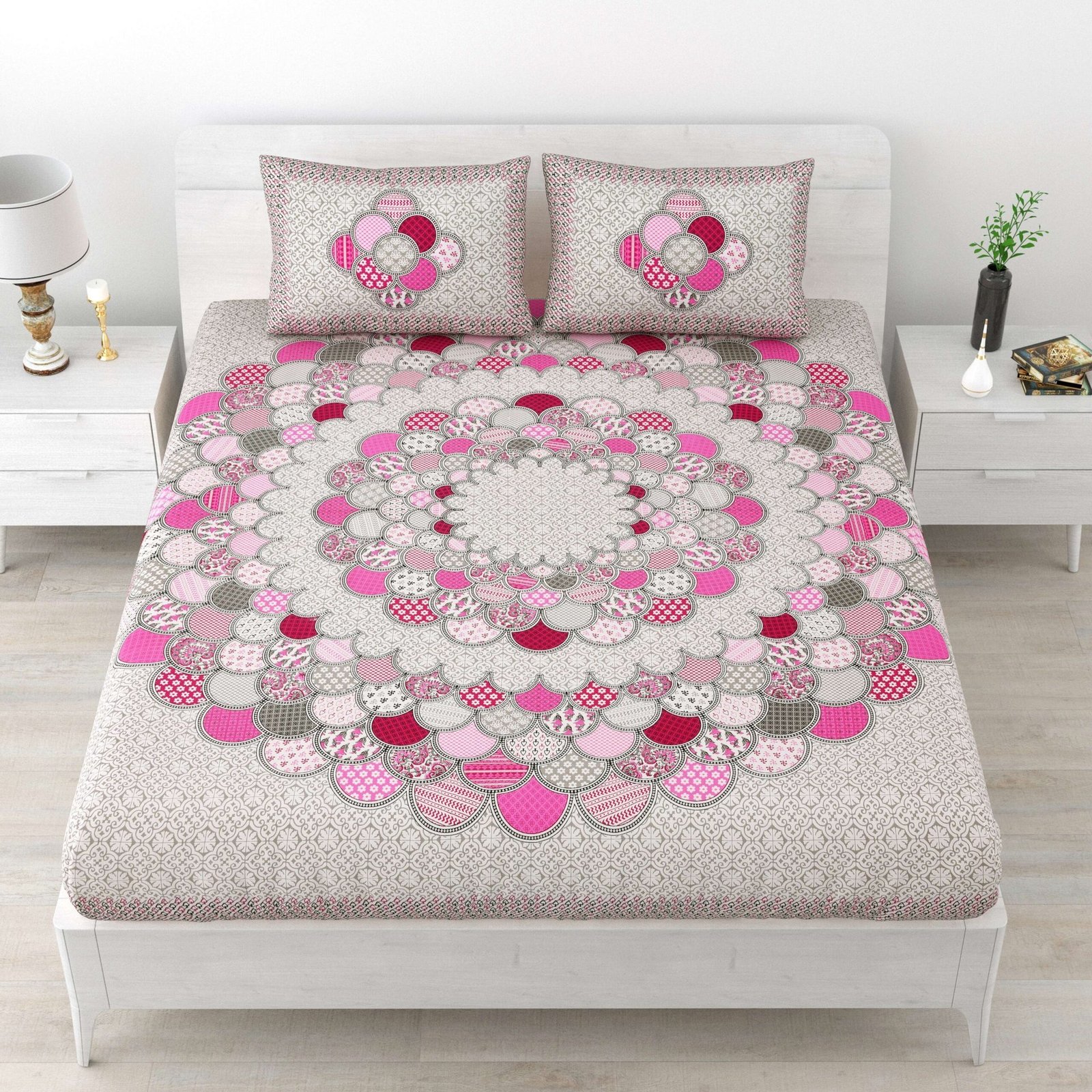 Jaipuri Cotton Printed Double Bedsheet With Two Pillow Covers