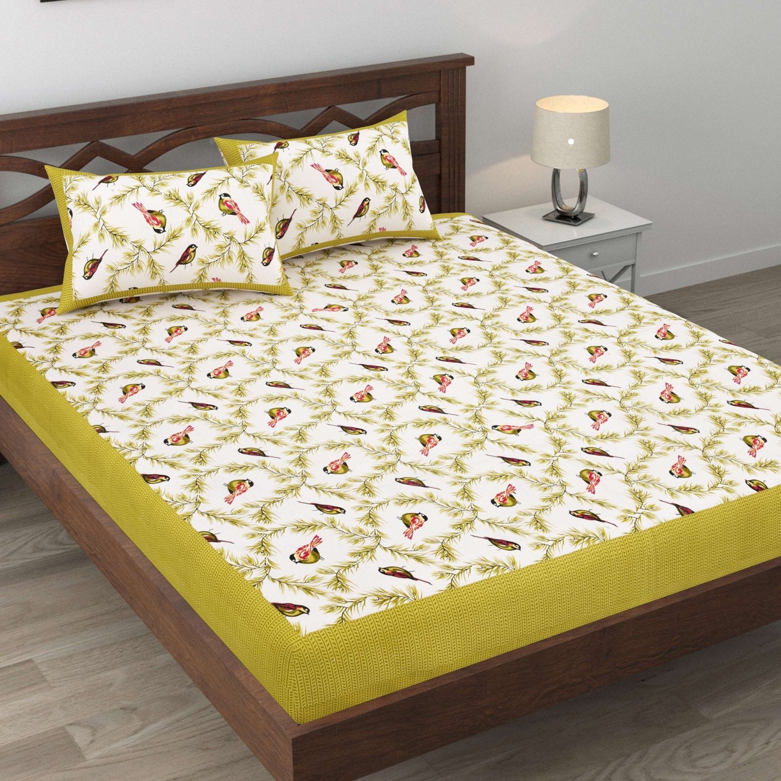 Jaipuri Cotton Printed Double Bedsheet With Two Pillow Covers
