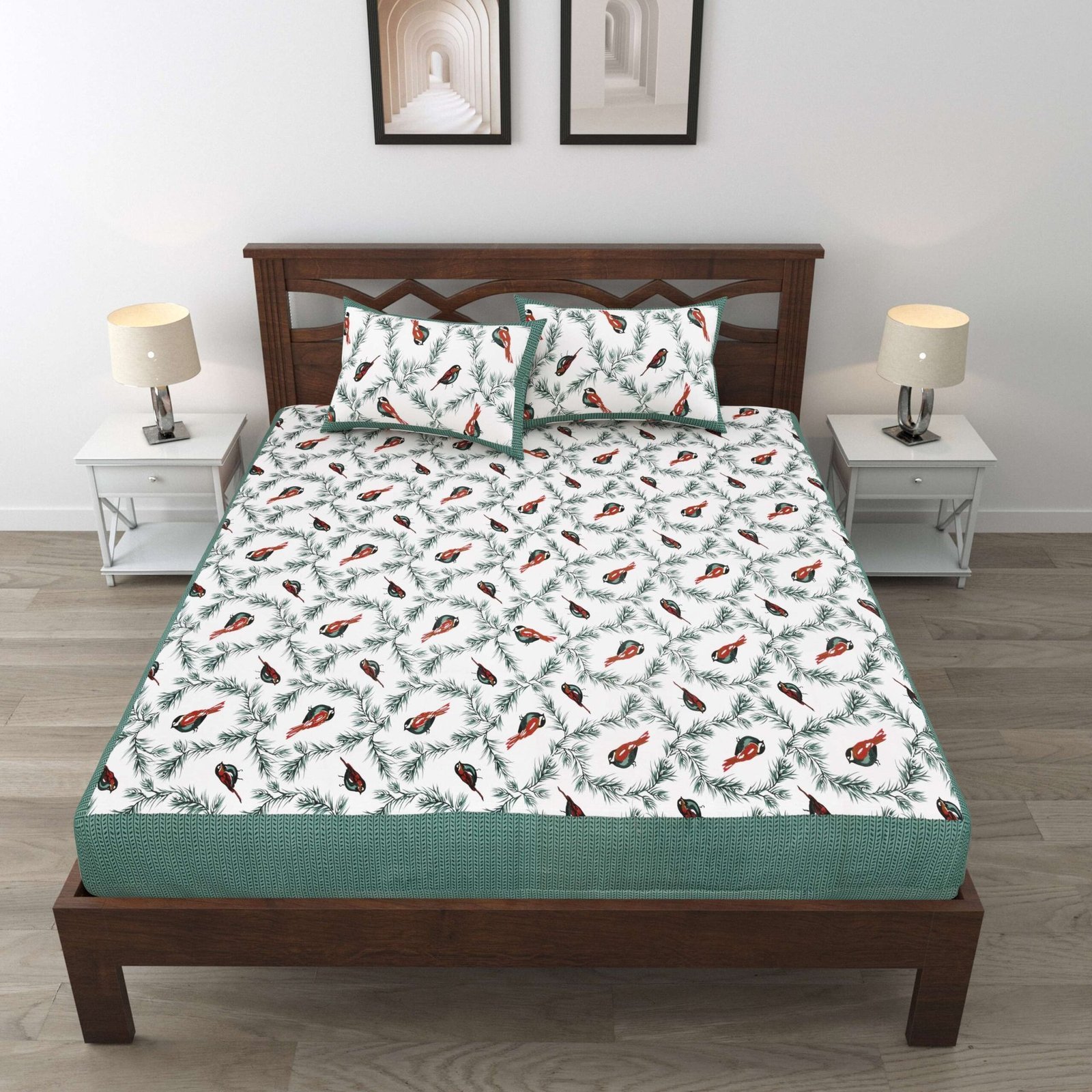 Jaipuri Cotton Printed Double Bedsheet With Two Pillow Covers