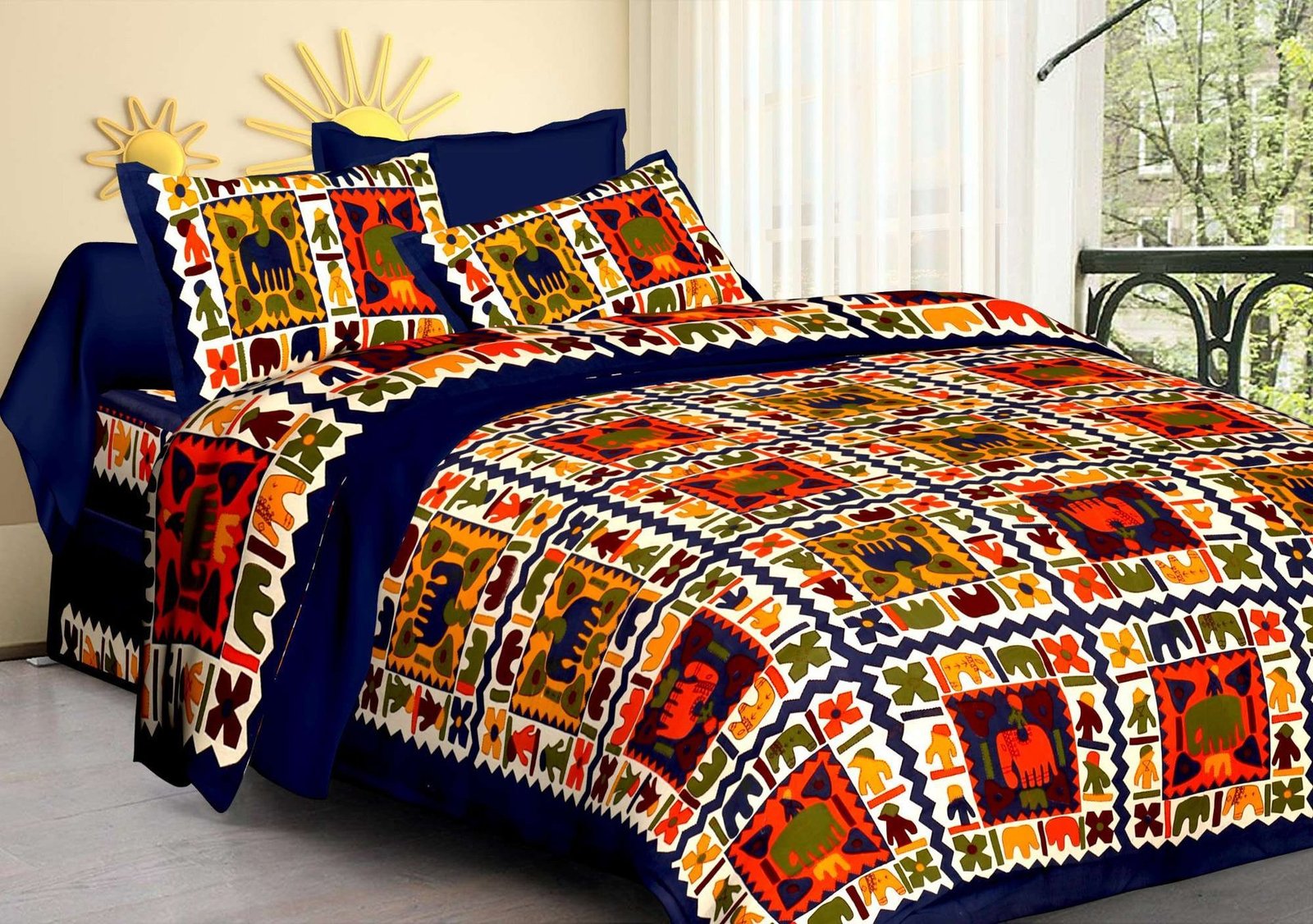 Jaipuri Cotton Printed Double Bedsheet With Two Pillow Covers