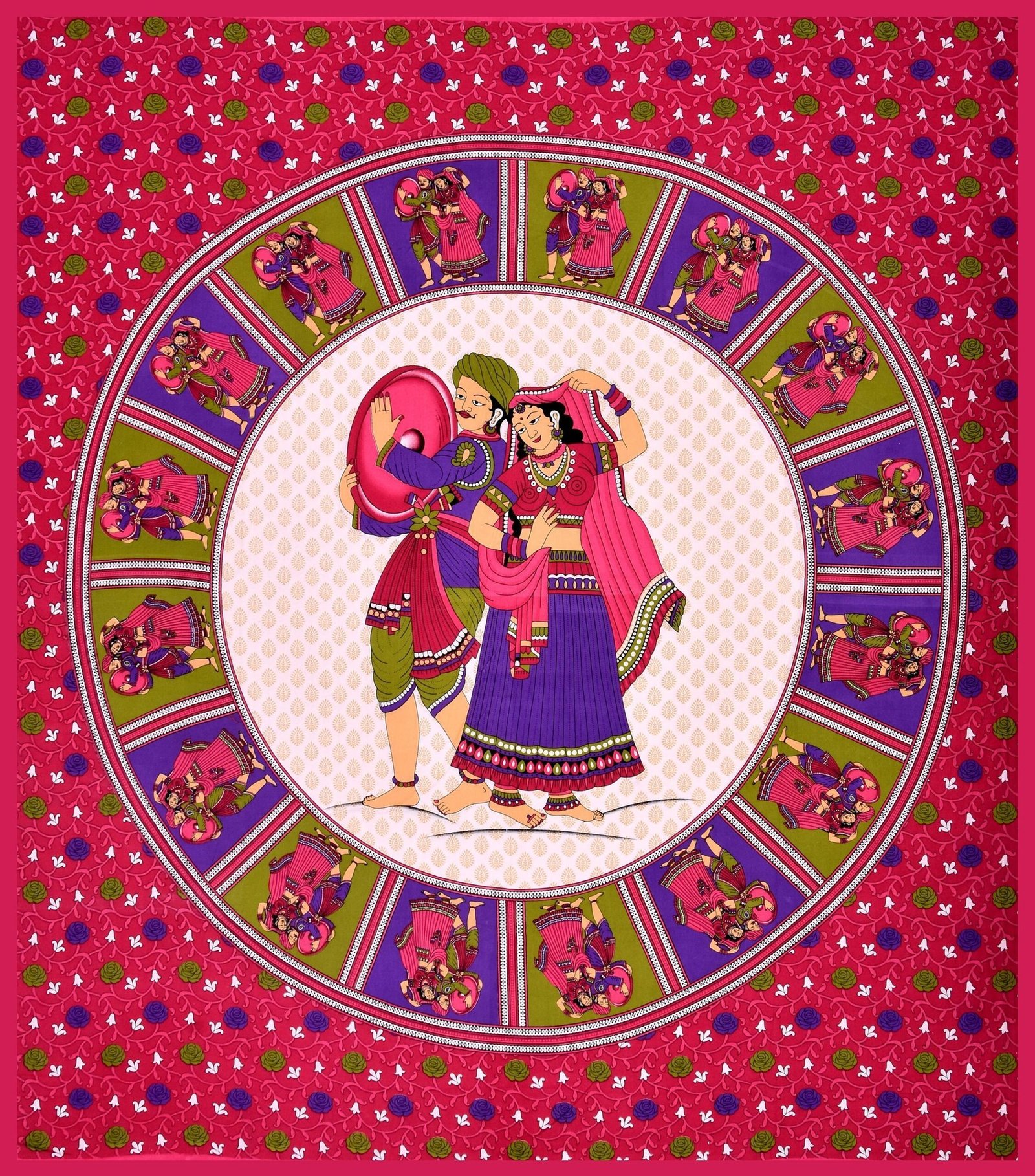 Jaipuri Cotton Printed Double Bedsheet With Two Pillow Covers