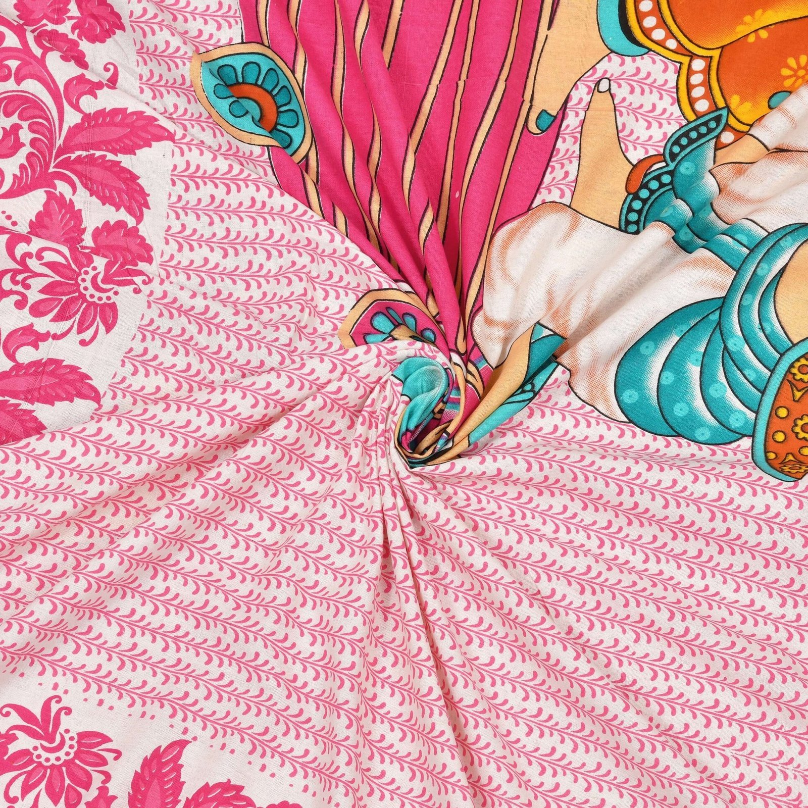 Jaipuri Cotton Printed Double Bedsheet With Two Pillow Covers