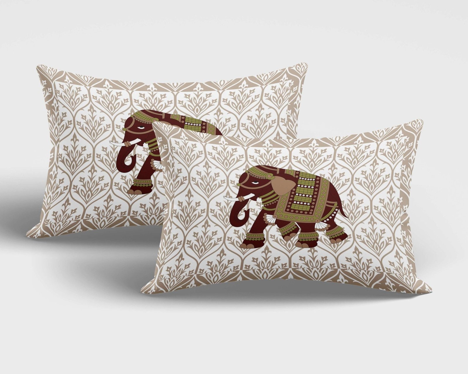 Jaipuri Printed Cotton Double Bed Bedsheet And two pillow covers An Elephant Pattern.