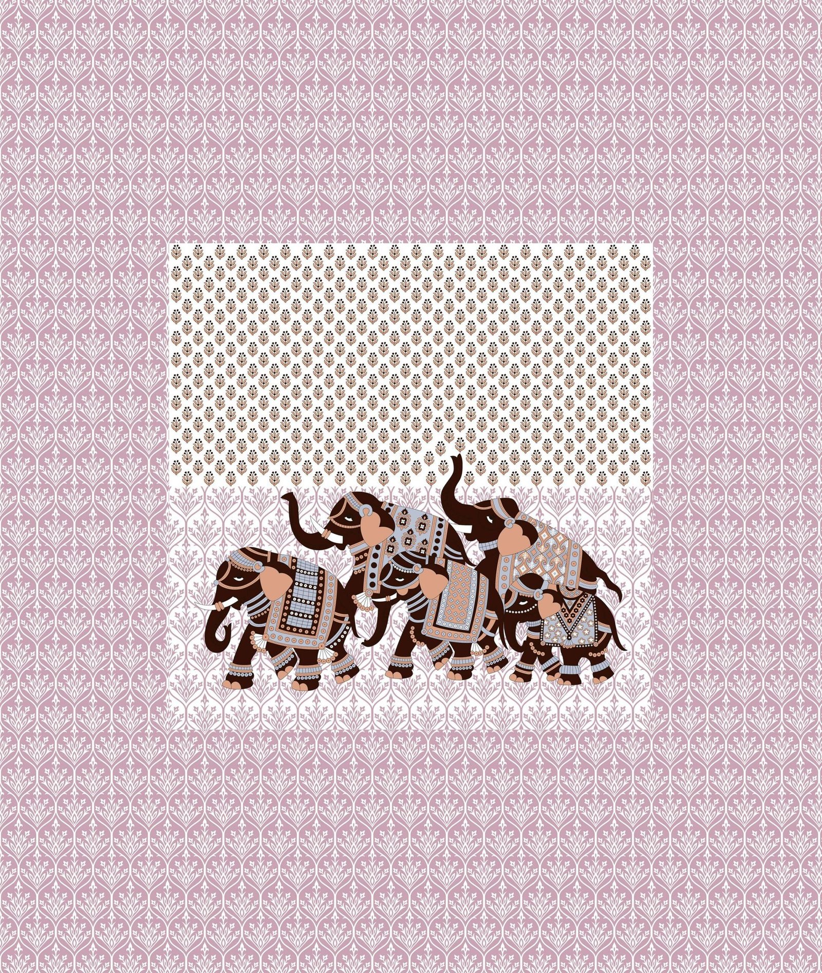 Jaipuri Printed Cotton Double Bed Bedsheet And two pillow covers An Elephant Pattern.