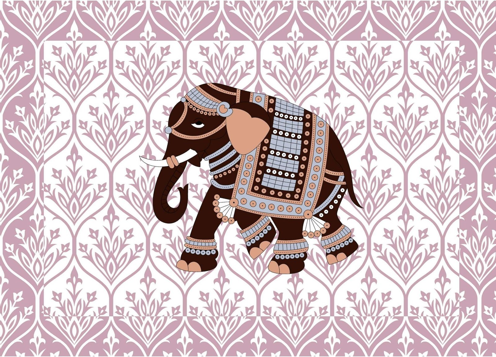 Jaipuri Printed Cotton Double Bed Bedsheet And two pillow covers An Elephant Pattern.