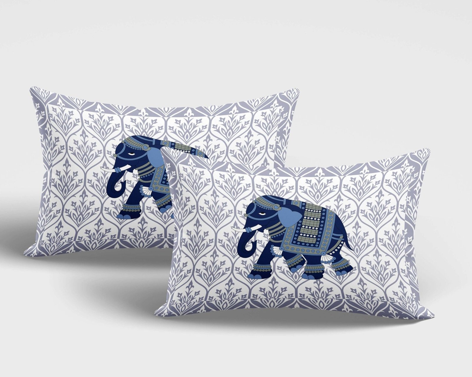 Jaipuri Printed Cotton Double Bed Bedsheet And two pillow covers An Elephant Pattern.