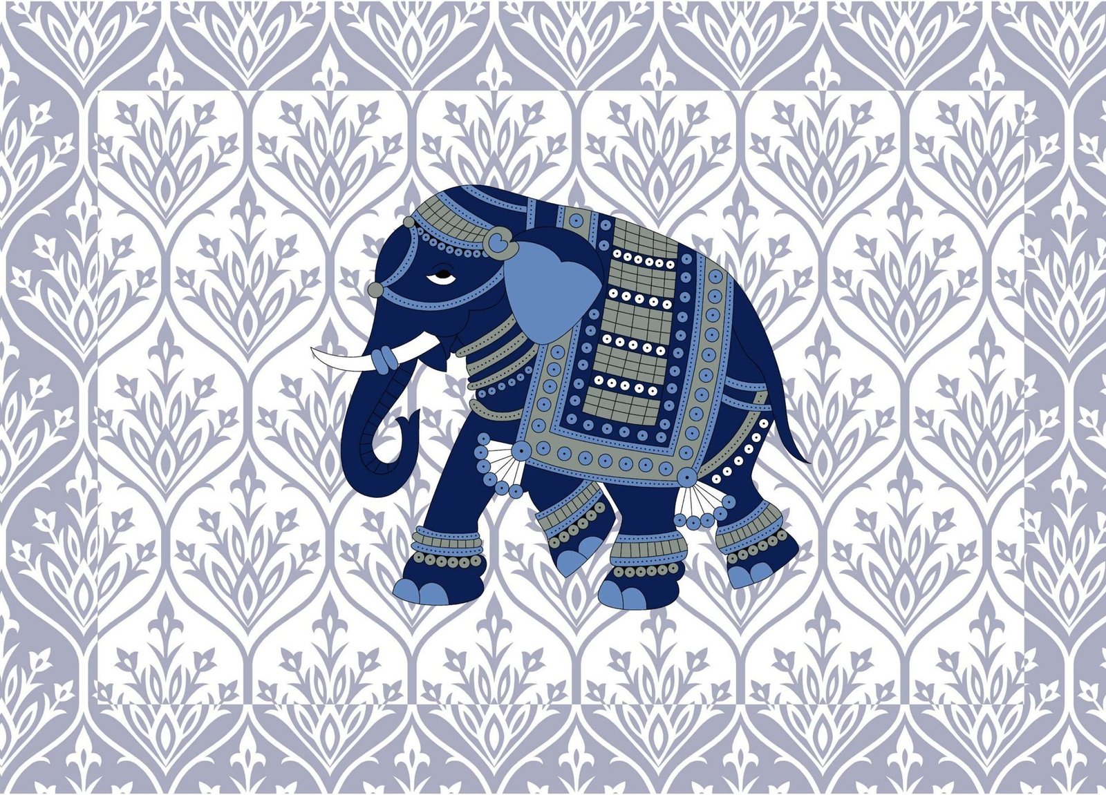 Jaipuri Printed Cotton Double Bed Bedsheet And two pillow covers An Elephant Pattern.