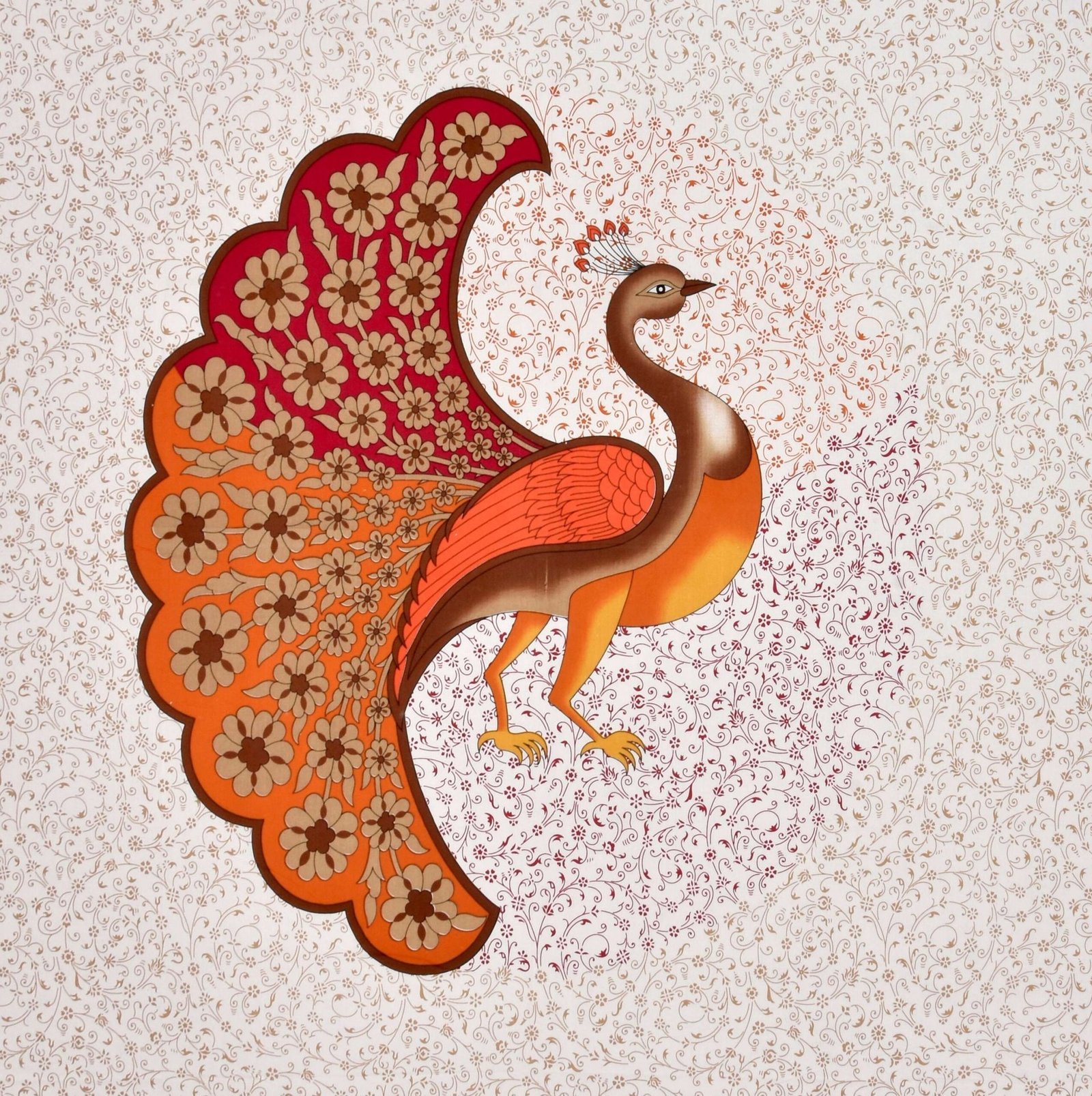 Jaipuri stylish printed cotton double bedAnd Two Pillow Covers Featuring a Peacock Design.