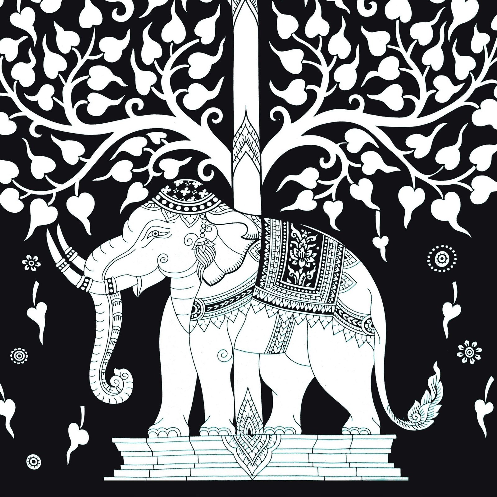 Rajasthani Elephant Printed Cotton Double Bedsheet With Two Pillow Covers