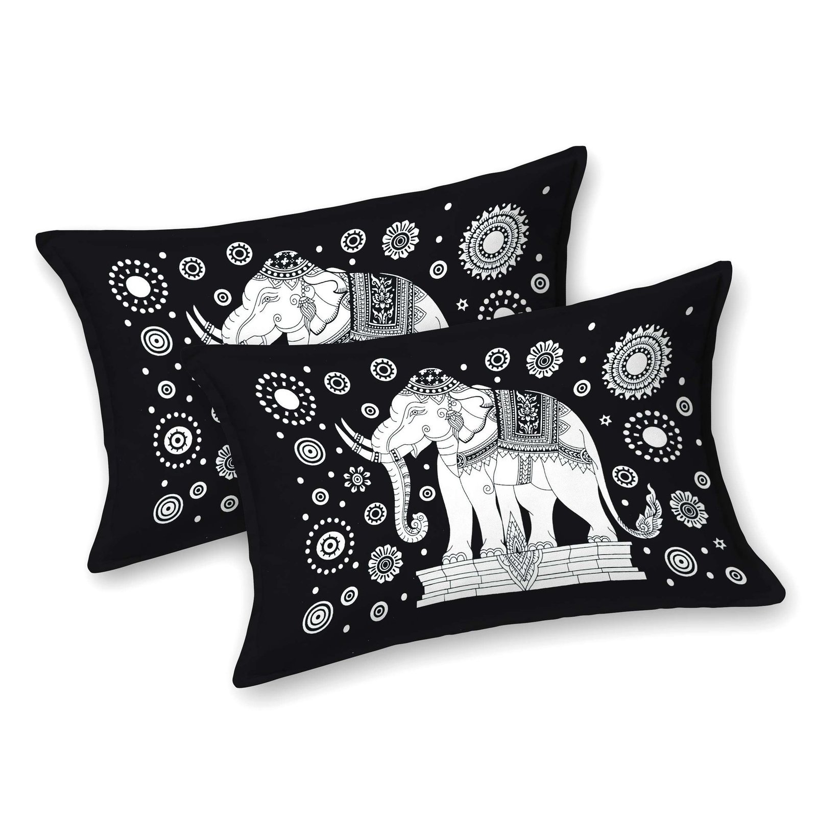 Rajasthani Elephant Printed Cotton Double Bedsheet With Two Pillow Covers