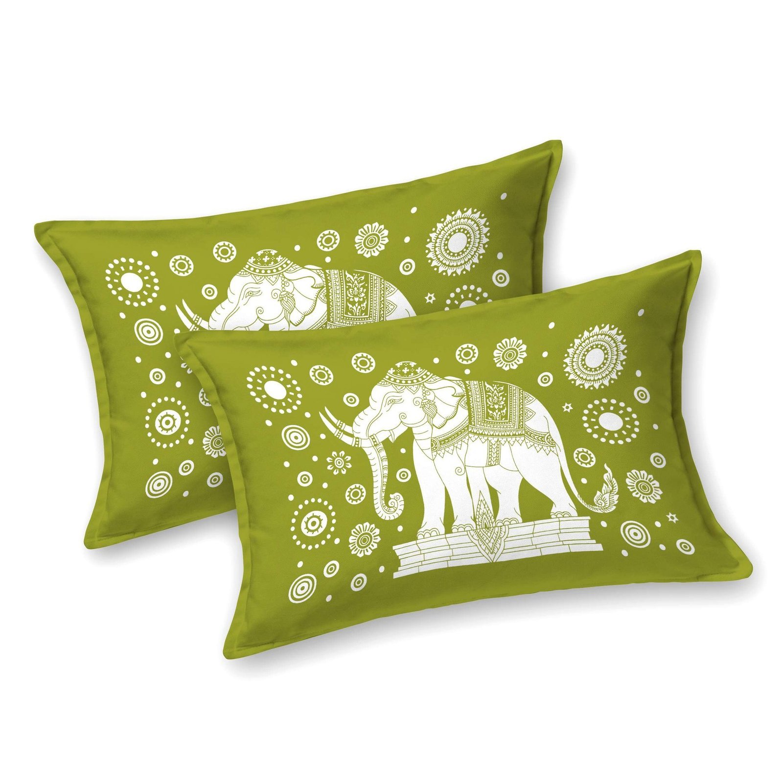 Rajasthani Elephant Printed Cotton Double Bedsheet With Two Pillow Covers