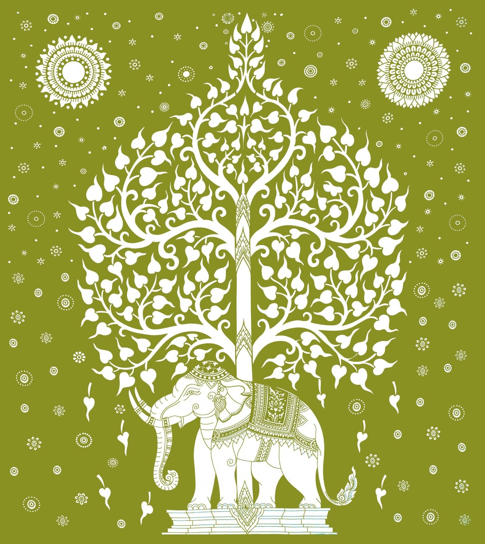 Rajasthani Elephant Printed Cotton Double Bedsheet With Two Pillow Covers