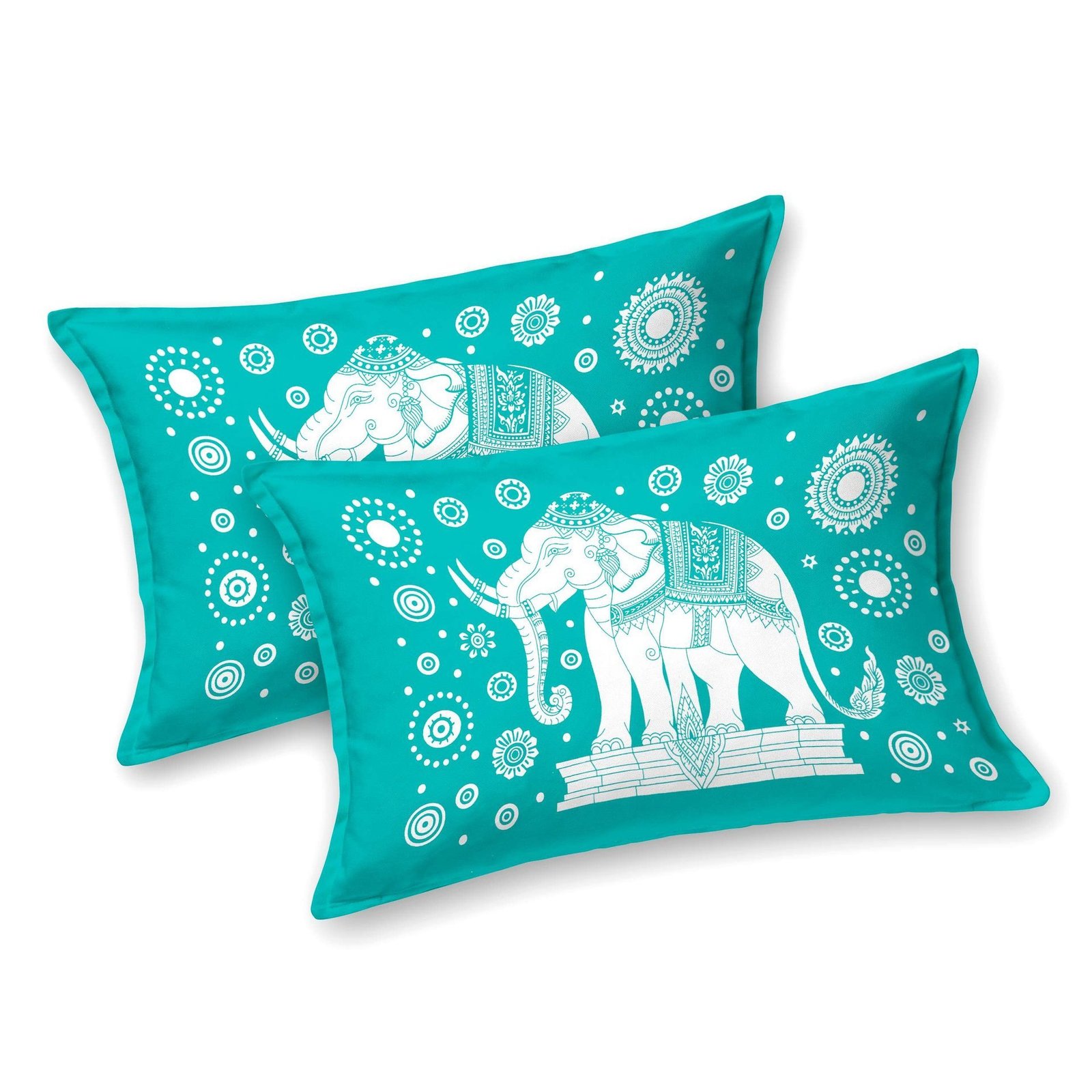 Rajasthani Elephant Printed Cotton Double Bedsheet With Two Pillow Covers