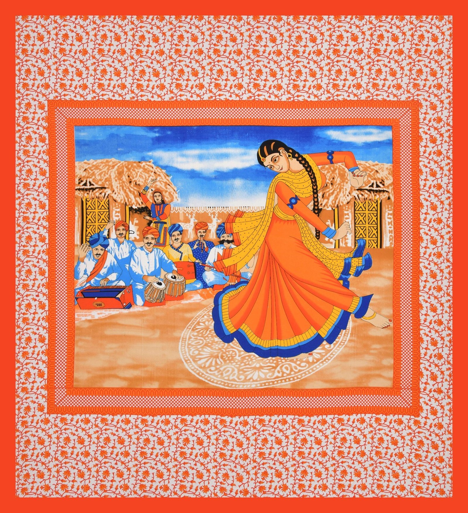 Rajasthani Jaipuri-Stylish Cotton Queen Size Printed Bedsheet with two pillow covers.