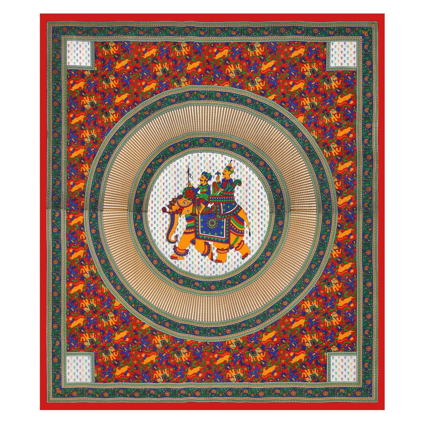 Rajasthani Jaipuri Traditional Double Bed Bedsheet with two pillow covers