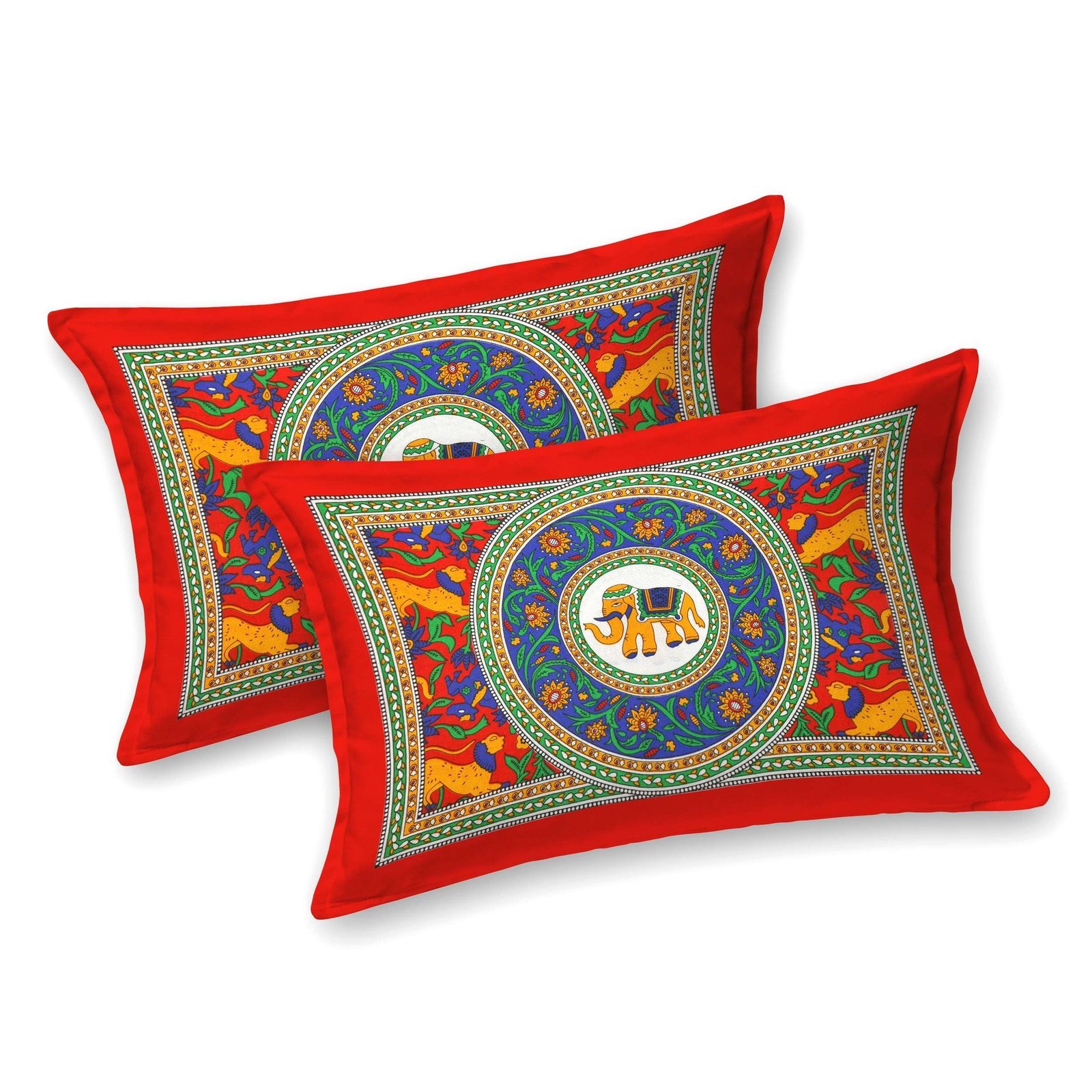Rajasthani Jaipuri Traditional Double Bed Bedsheet with two pillow covers