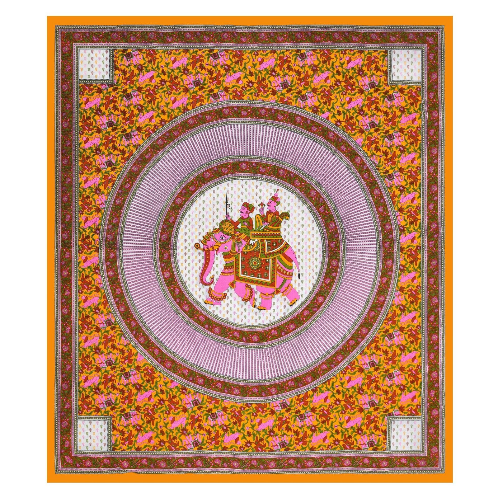 Rajasthani Jaipuri Traditional Double Bed Bedsheet with two pillow covers