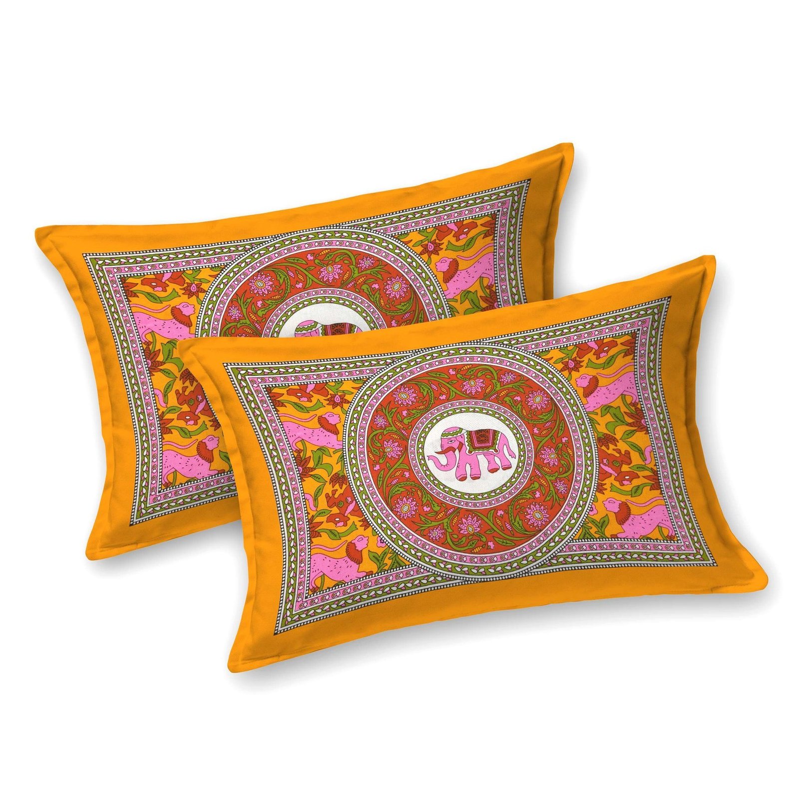 Rajasthani Jaipuri Traditional Double Bed Bedsheet with two pillow covers