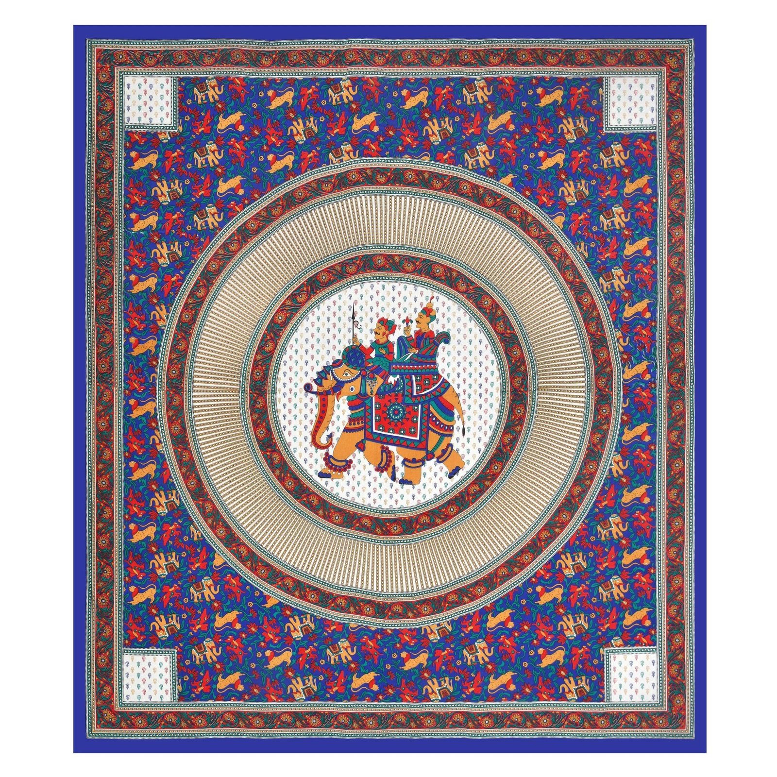 Rajasthani Jaipuri Traditional Double Bed Bedsheet with two pillow covers