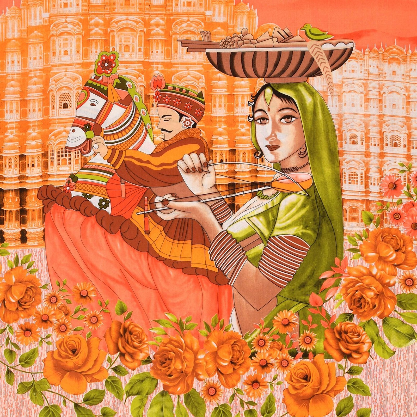 Rajasthani-Stylish Printed Cotton Double Bedsheet With Two Matching Pillow Covers