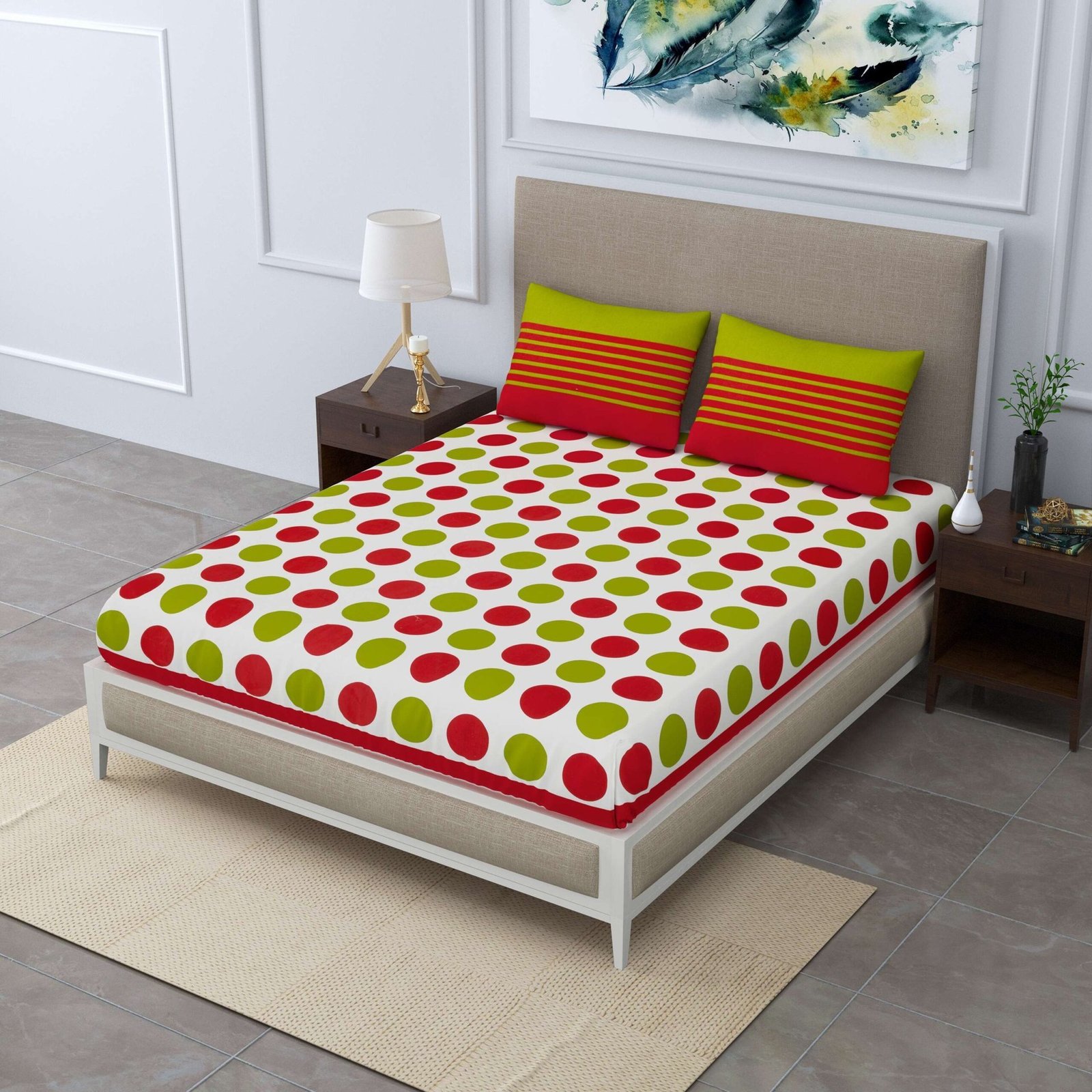 Rajasthani Traditionally Printed Cotton Doublebed Bedsheet With Pack of 2 Pillow Covers