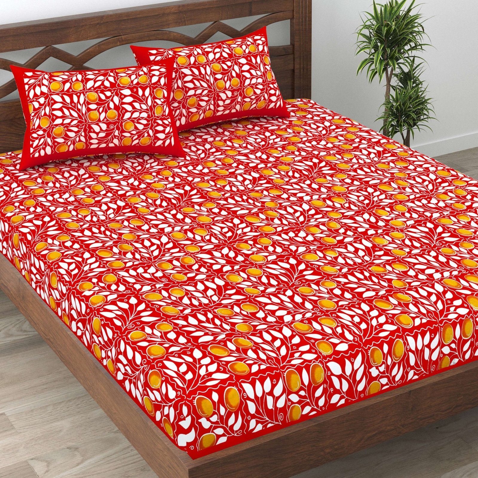 Rajasthani Traditionally Printed Cotton Doublebed Bedsheet With Pack of 2 Pillow Covers