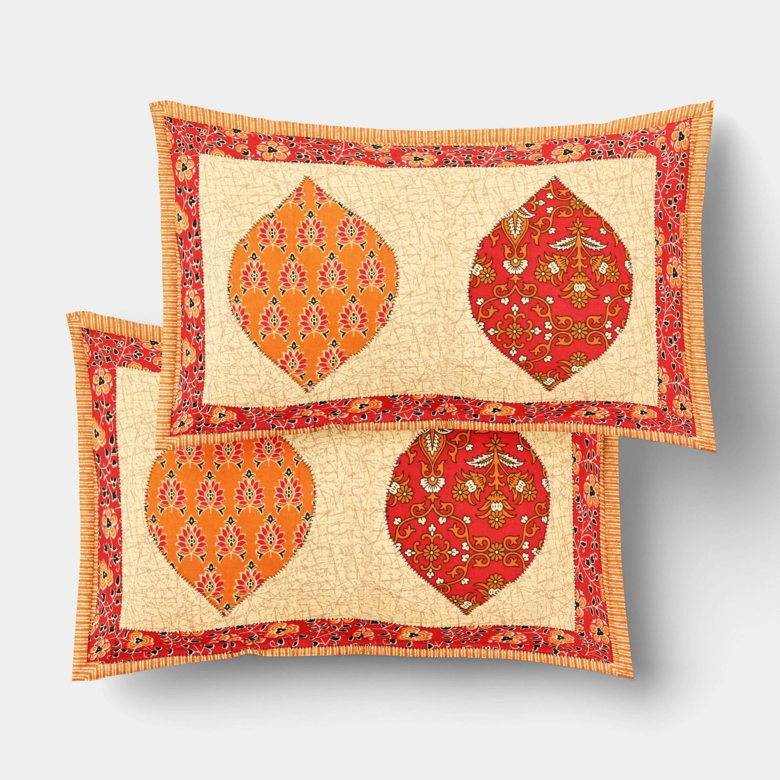 Rajasthani Traditionally Printed Cotton Doublebed Bedsheet With Pack of 2 Pillow Covers