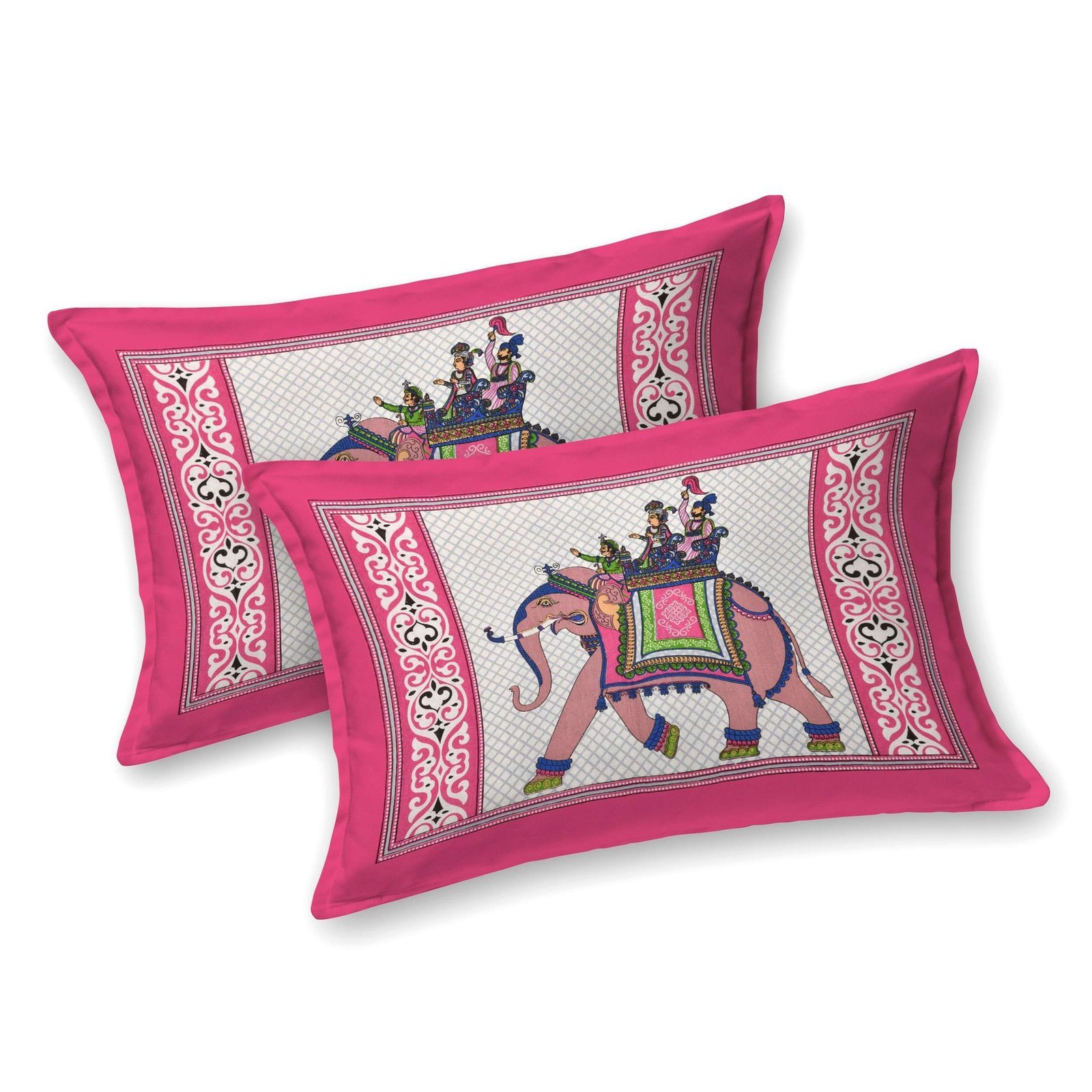 Rajasthani Traditionally Printed Cotton Doublebed Bedsheet With Pack of 2 Pillow Covers