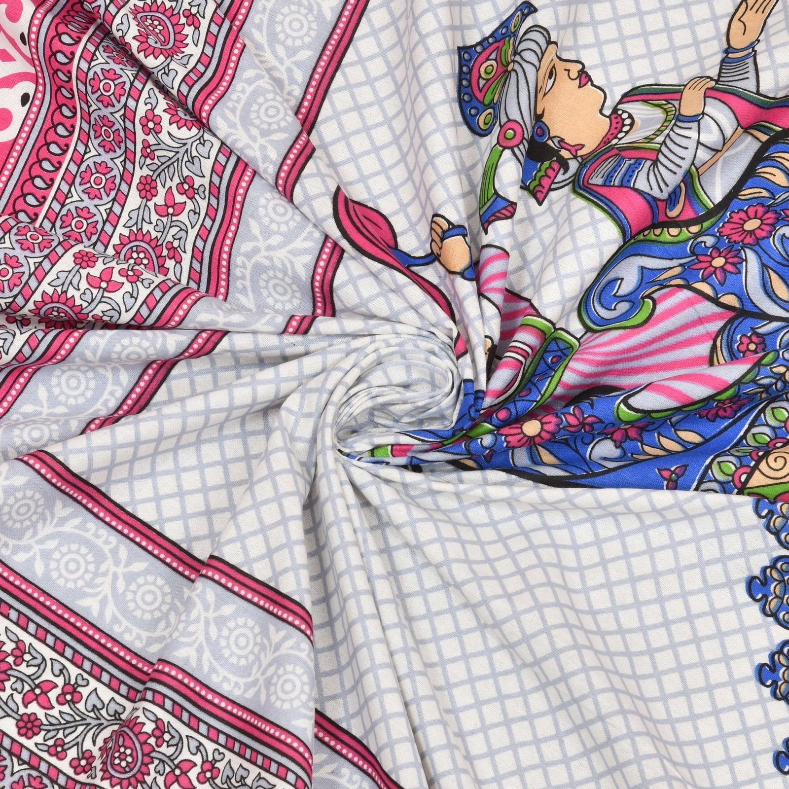 Rajasthani Traditionally Printed Cotton Doublebed Bedsheet With Pack of 2 Pillow Covers