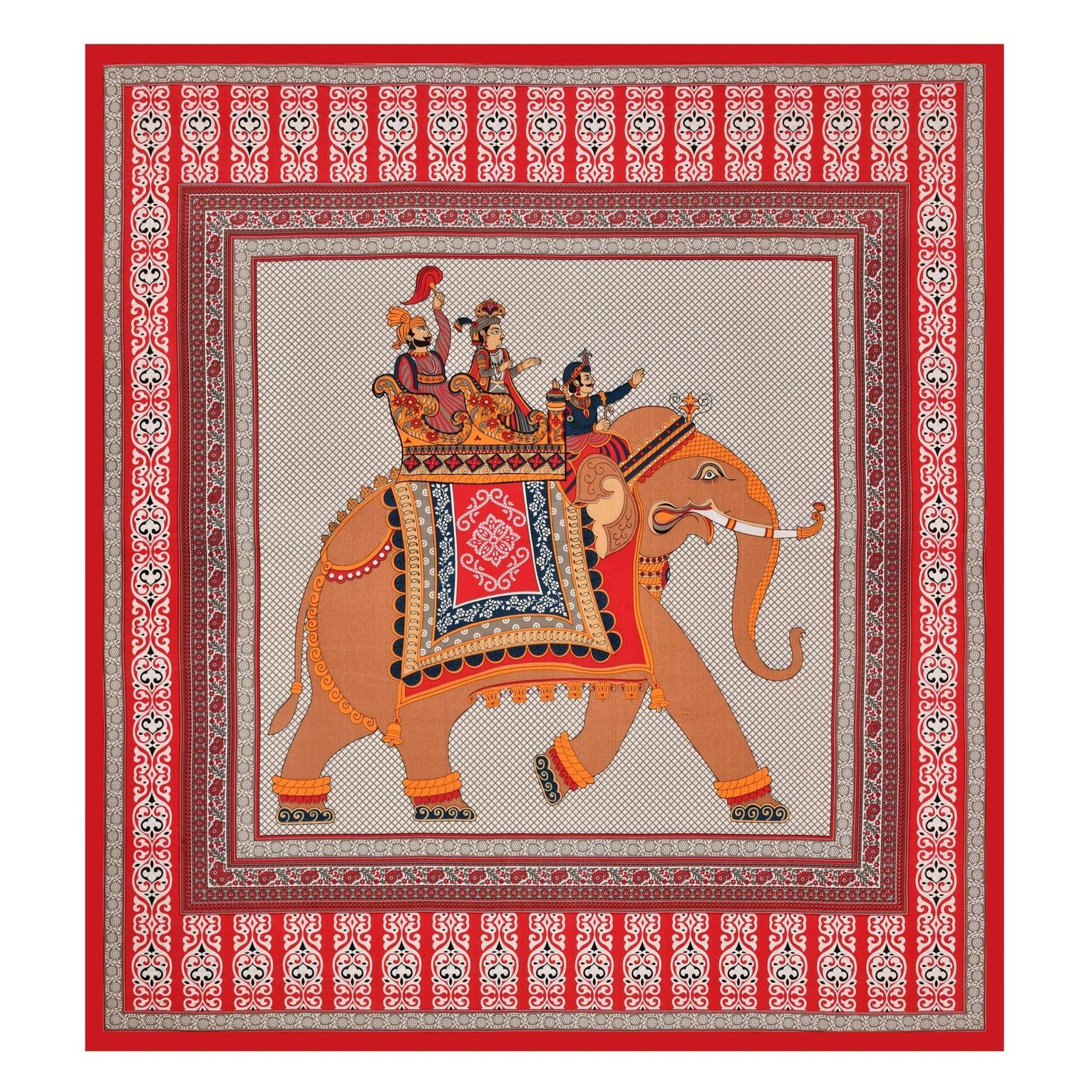 Rajasthani Traditionally Printed Cotton Doublebed Bedsheet With Pack of 2 Pillow Covers