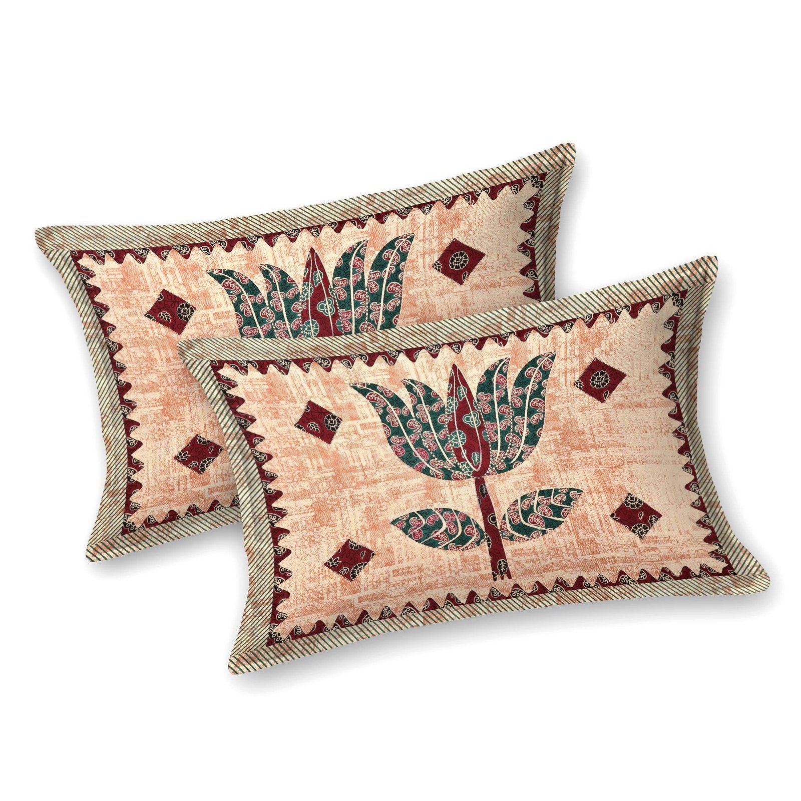 Rajasthani Traditionally Printed Cotton Doublebed Bedsheet With Pack of 2 Pillow Covers