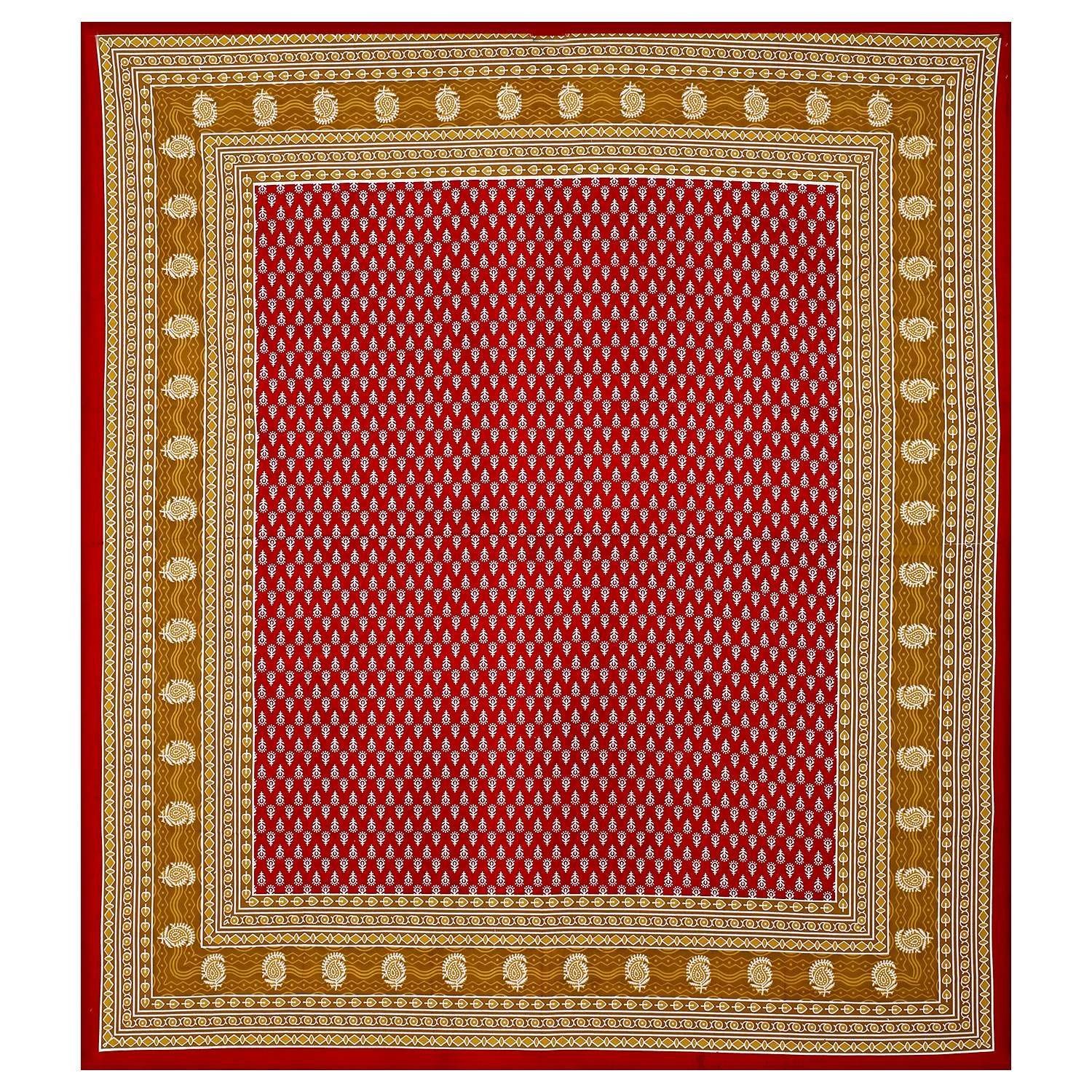 Rajasthani Traditionally Printed Cotton Doublebed Bedsheet With Pack of 2 Pillow Covers