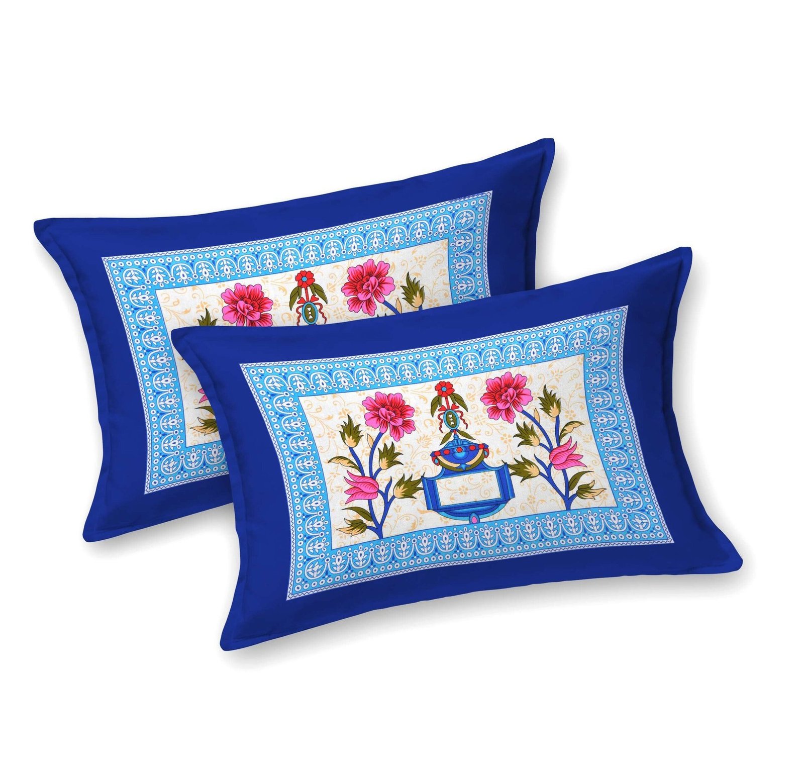 Rajasthani Traditionally Printed Cotton Doublebed Bedsheet With Pack of 2 Pillow Covers