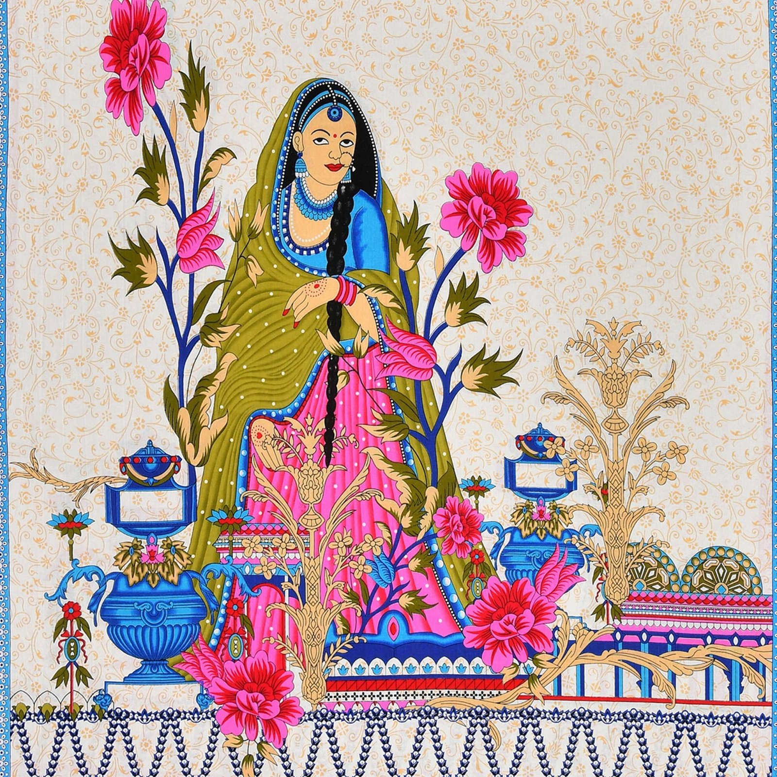 Rajasthani Traditionally Printed Cotton Doublebed Bedsheet With Pack of 2 Pillow Covers