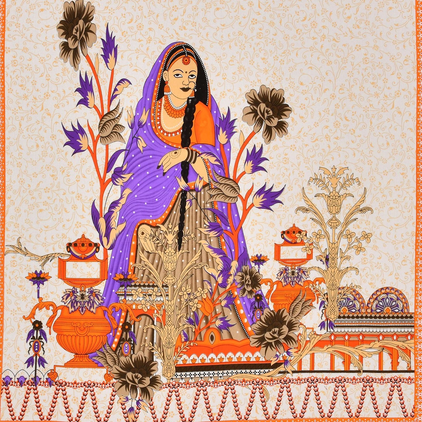 Rajasthani Traditionally Printed Cotton Doublebed Bedsheet With Pack of 2 Pillow Covers