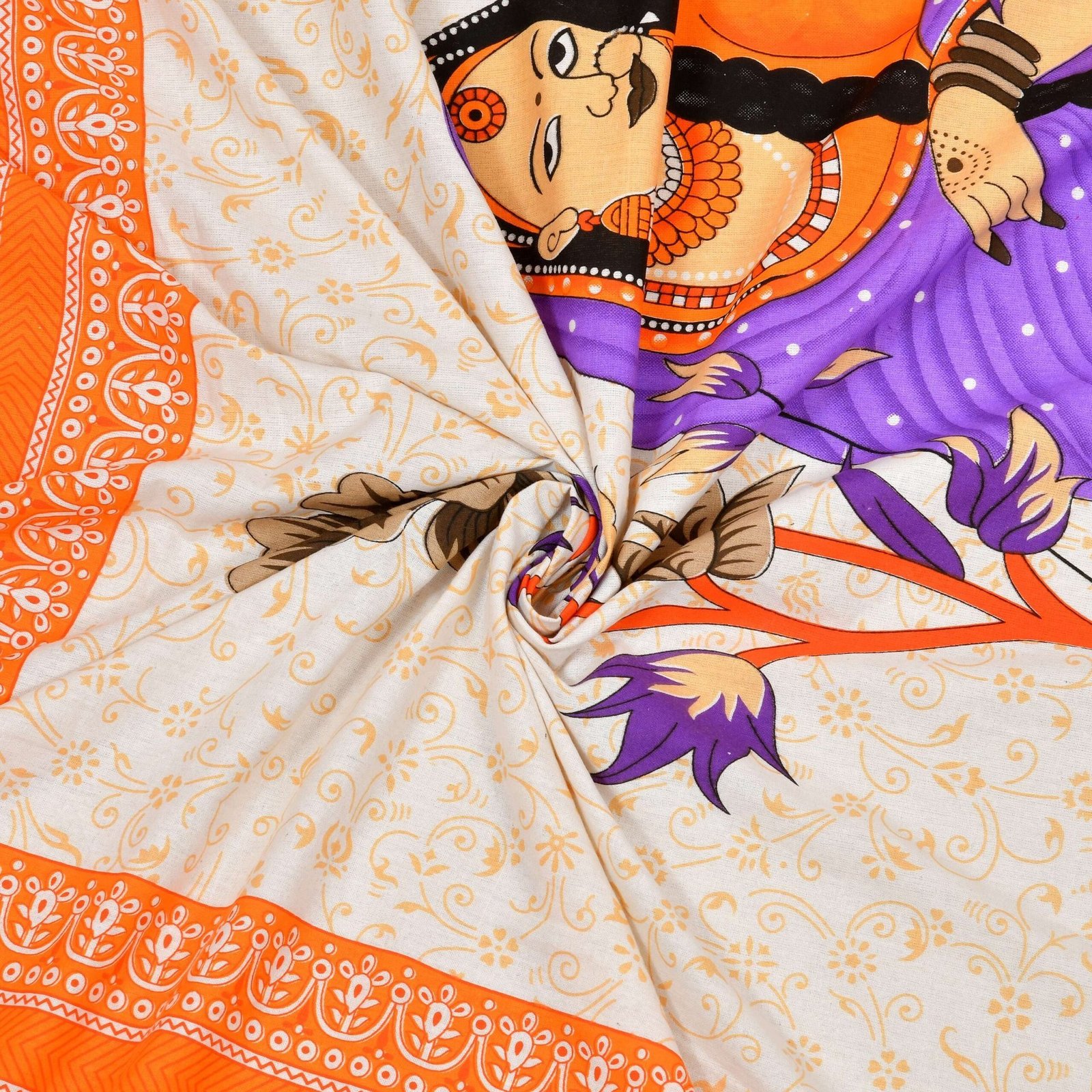 Rajasthani Traditionally Printed Cotton Doublebed Bedsheet With Pack of 2 Pillow Covers