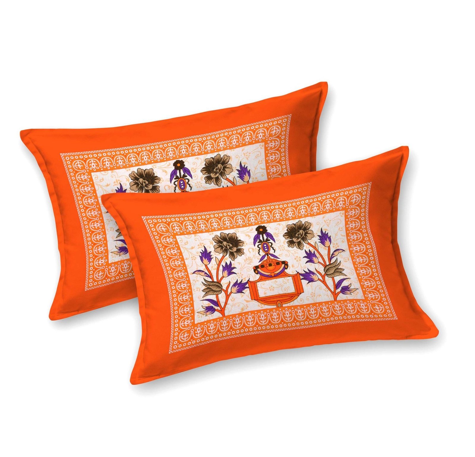 Rajasthani Traditionally Printed Cotton Doublebed Bedsheet With Pack of 2 Pillow Covers