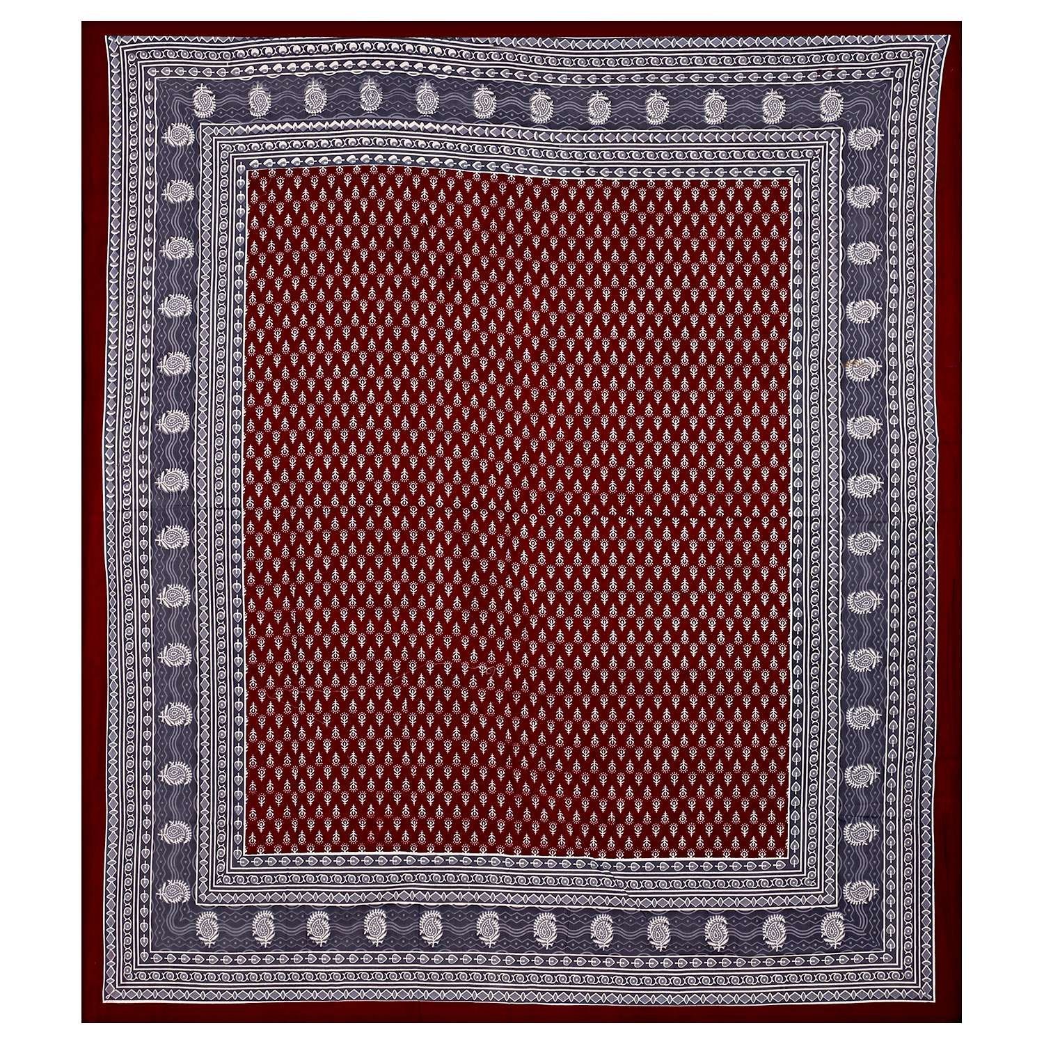 Rajasthani Traditionally Printed Cotton Doublebed Bedsheet With Pack of 2 Pillow Covers